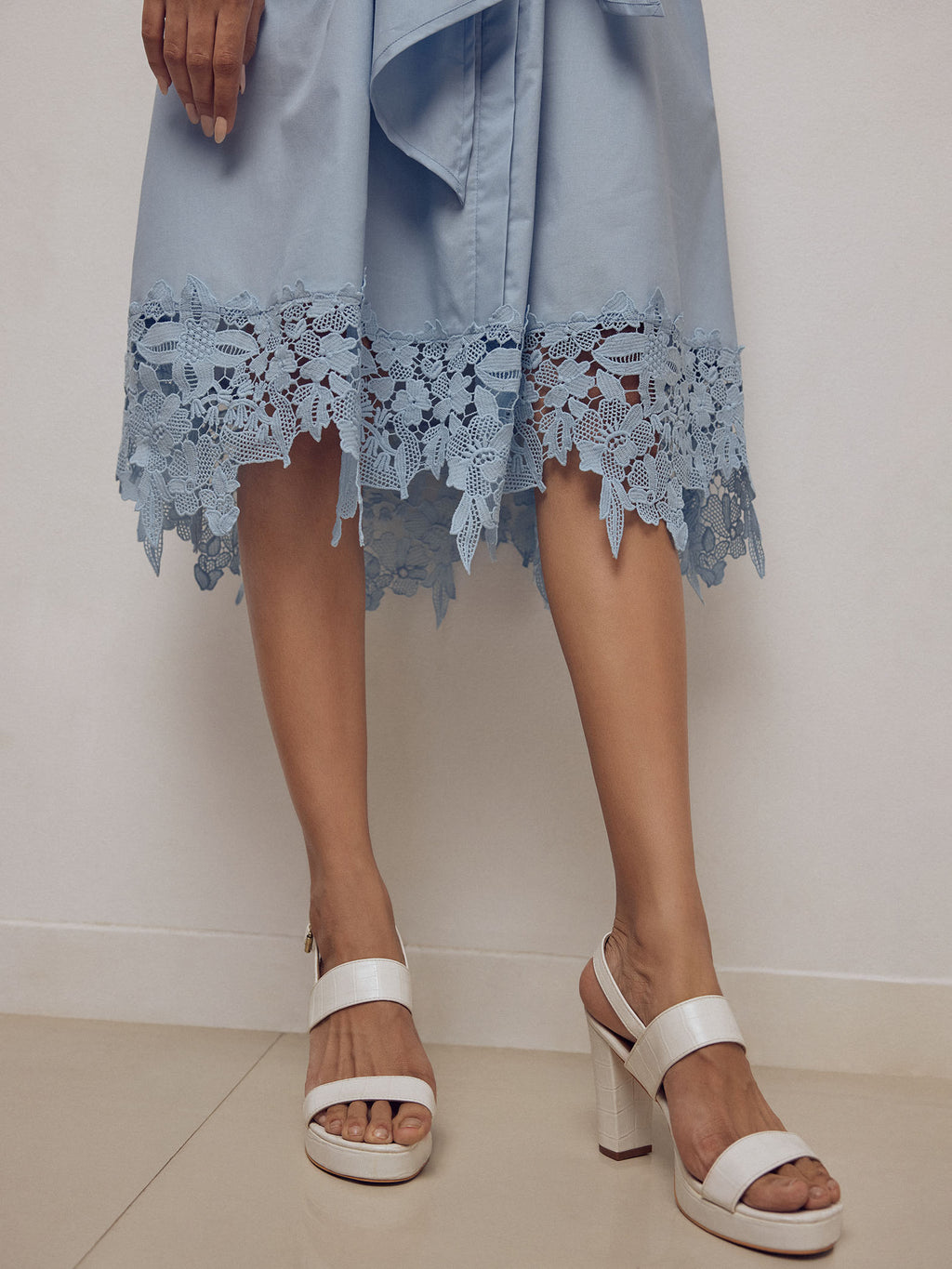 Ice Lace Hem Front Tie Dress