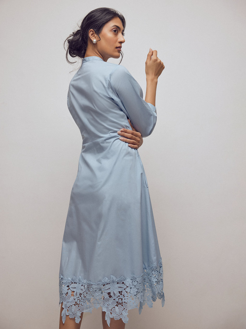 Ice Lace Hem Front Tie Dress