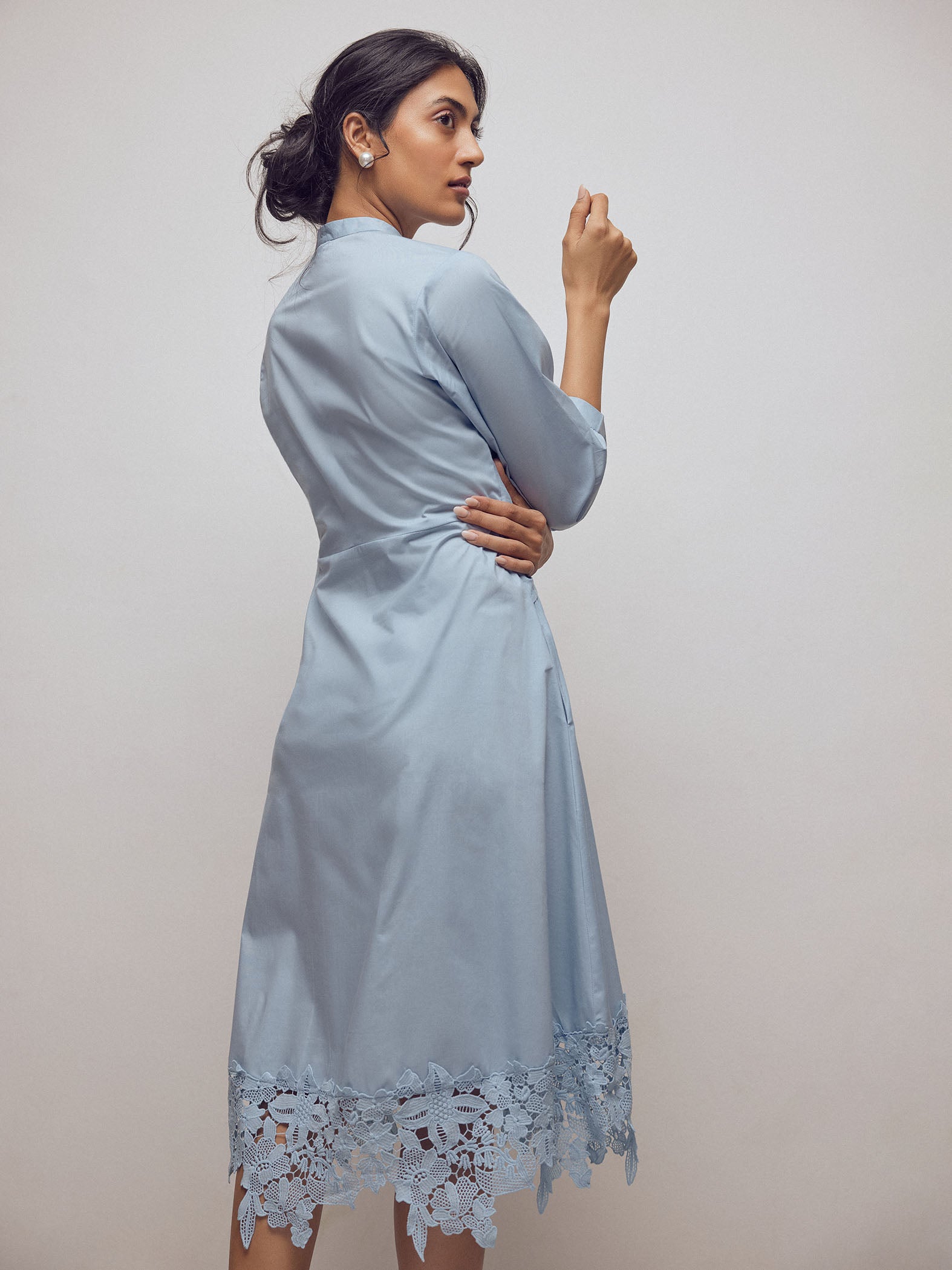 Ice Lace Hem Front Tie Dress