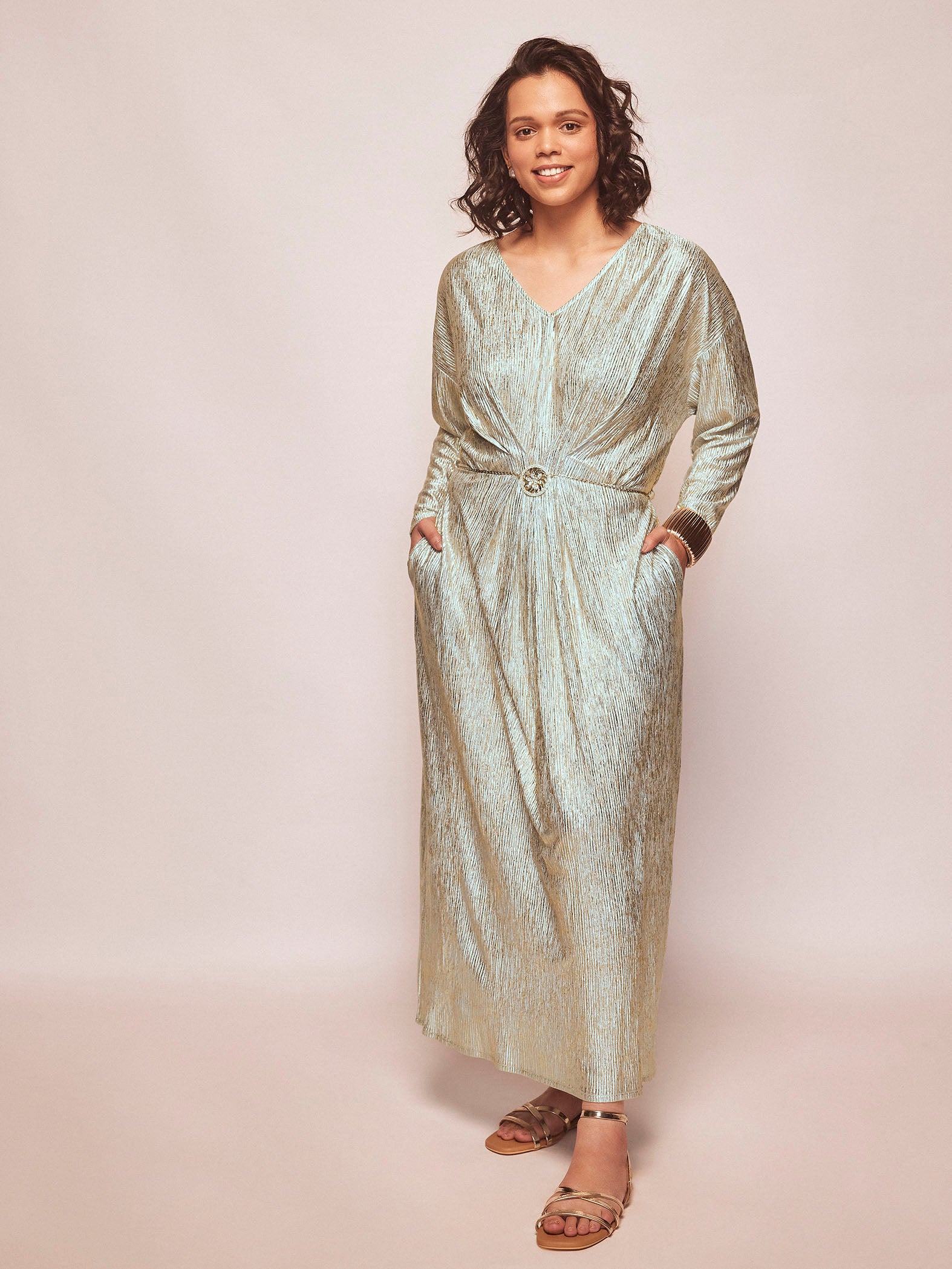 Ice Shimmer Kaftan Sleeve Dress