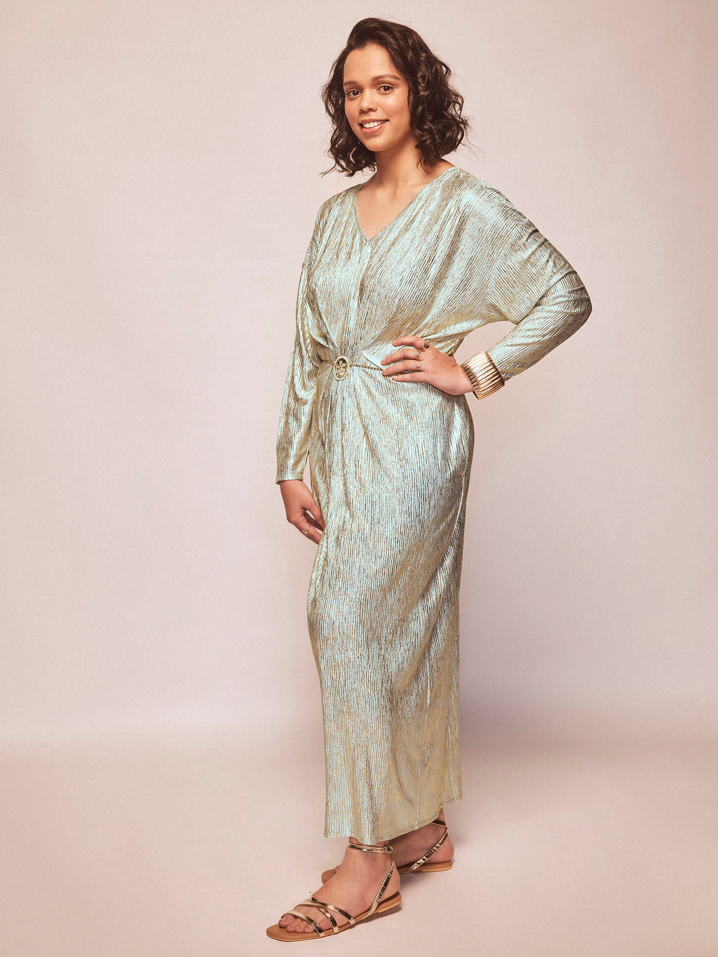 Ice Shimmer Kaftan Sleeve Dress