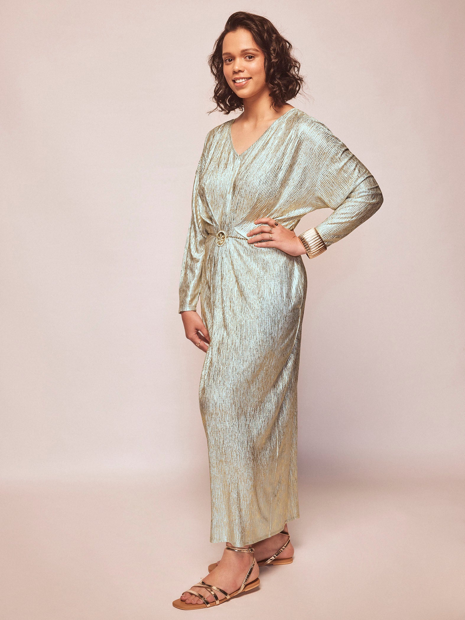 Ice Shimmer Kaftan Sleeve Dress