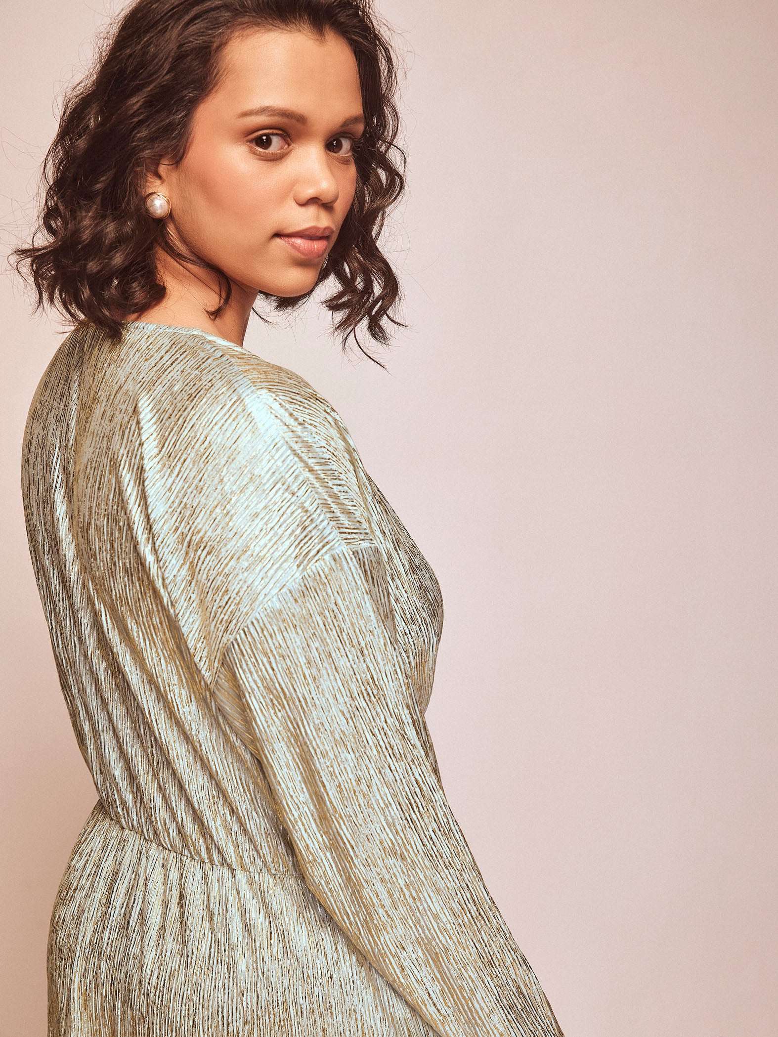 Ice Shimmer Kaftan Sleeve Dress