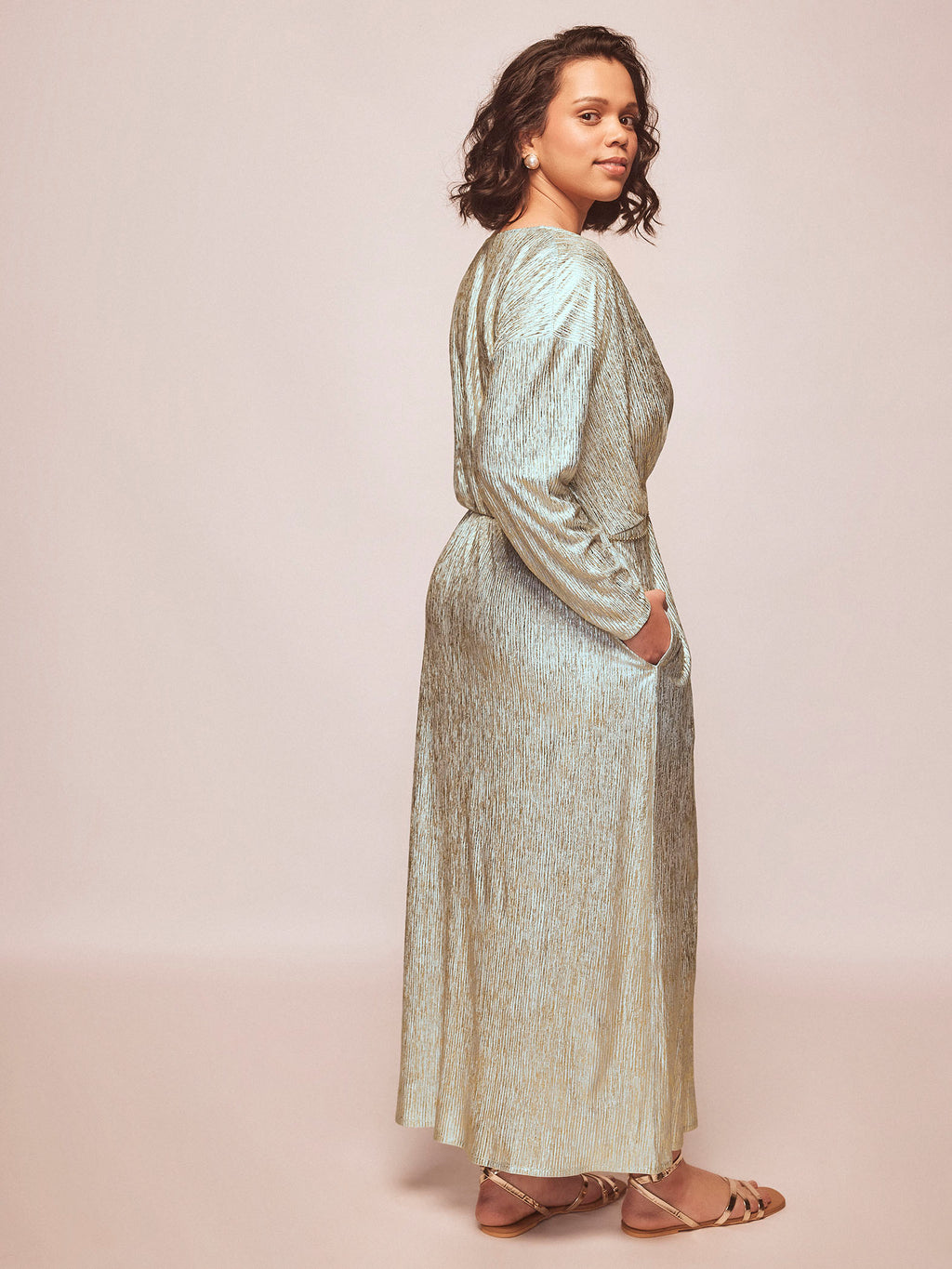 Ice Shimmer Kaftan Sleeve Dress