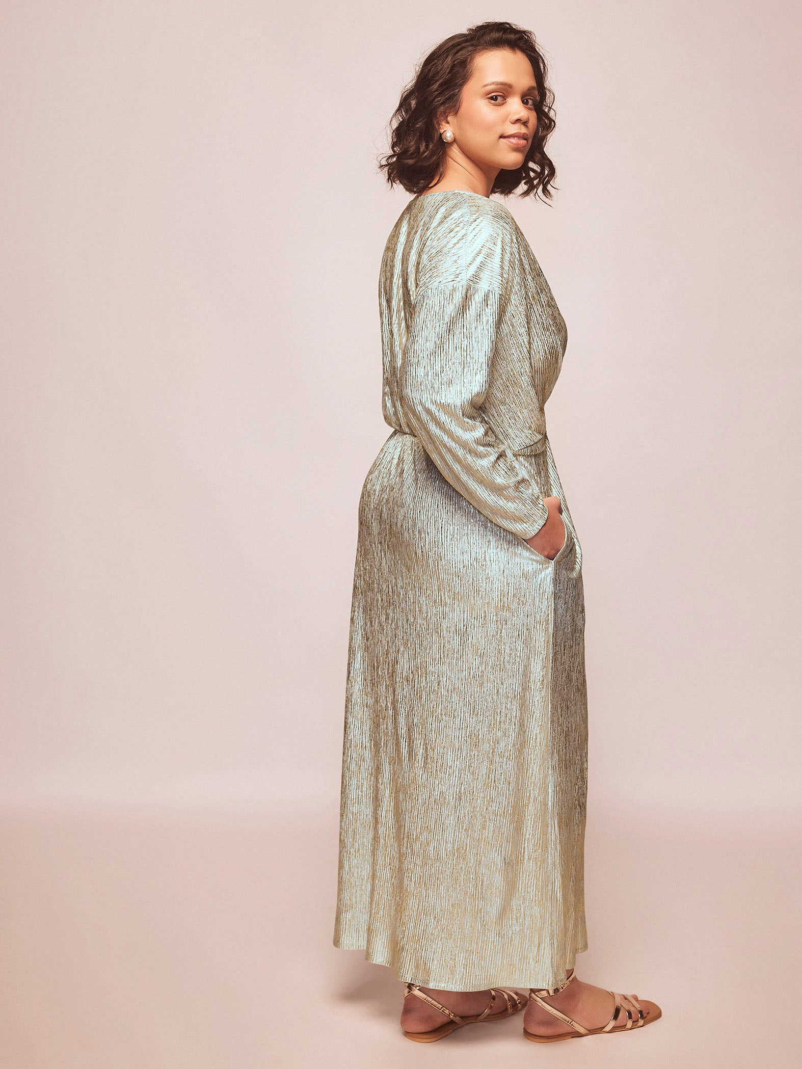 Ice Shimmer Kaftan Sleeve Dress