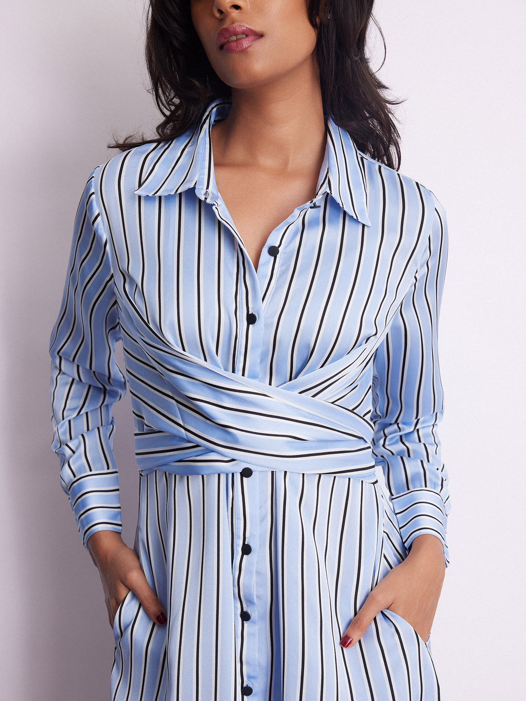 Ice Twist Wrap Striped Dress