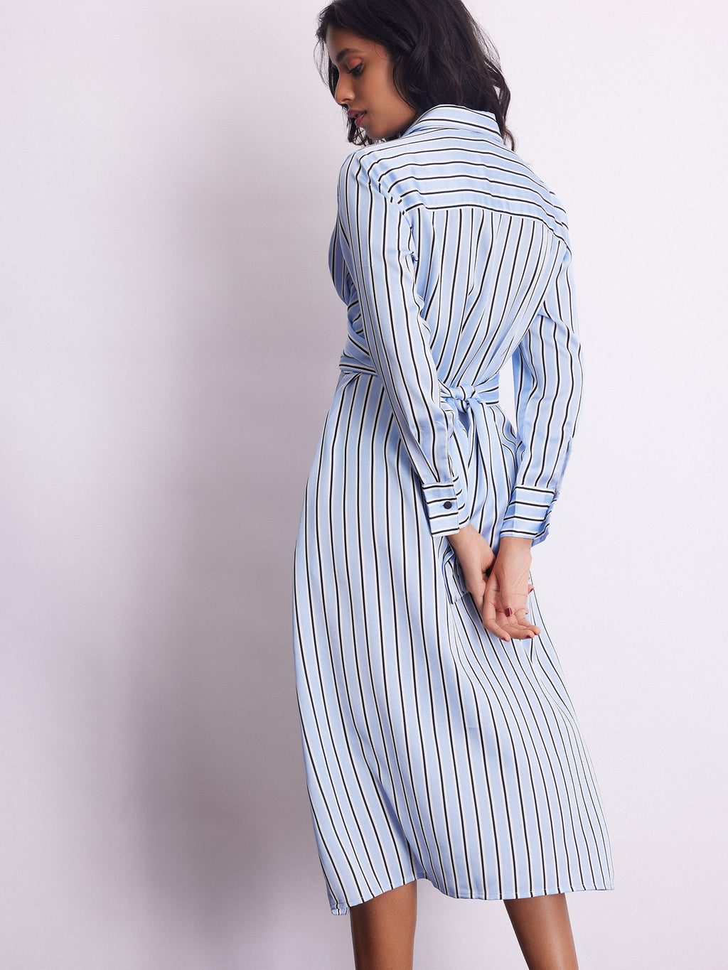 Ice Twist Wrap Striped Dress