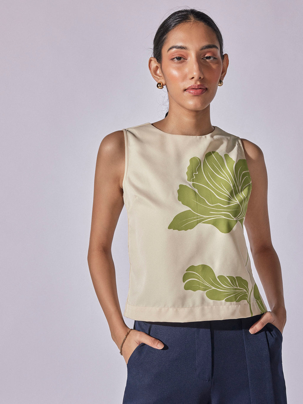 Ivory Carnation Print Tank Top
