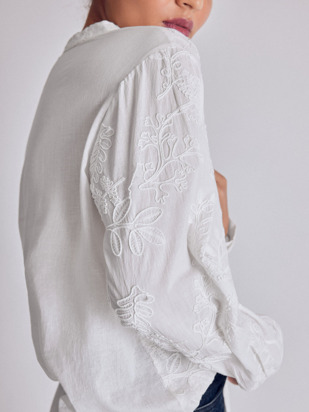 Ivory Embroidered Oversized Shirt