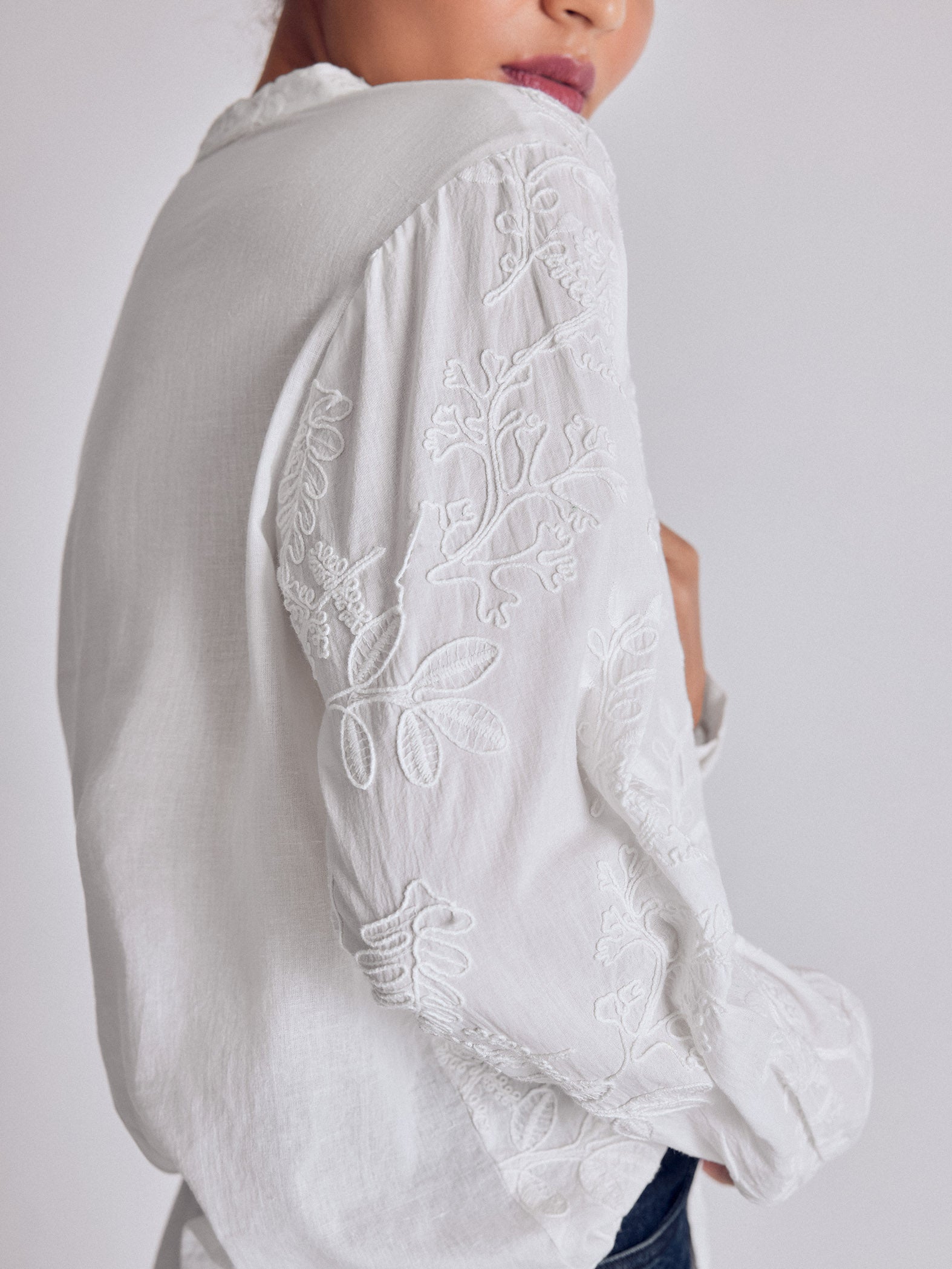 Ivory Embroidered Oversized Shirt