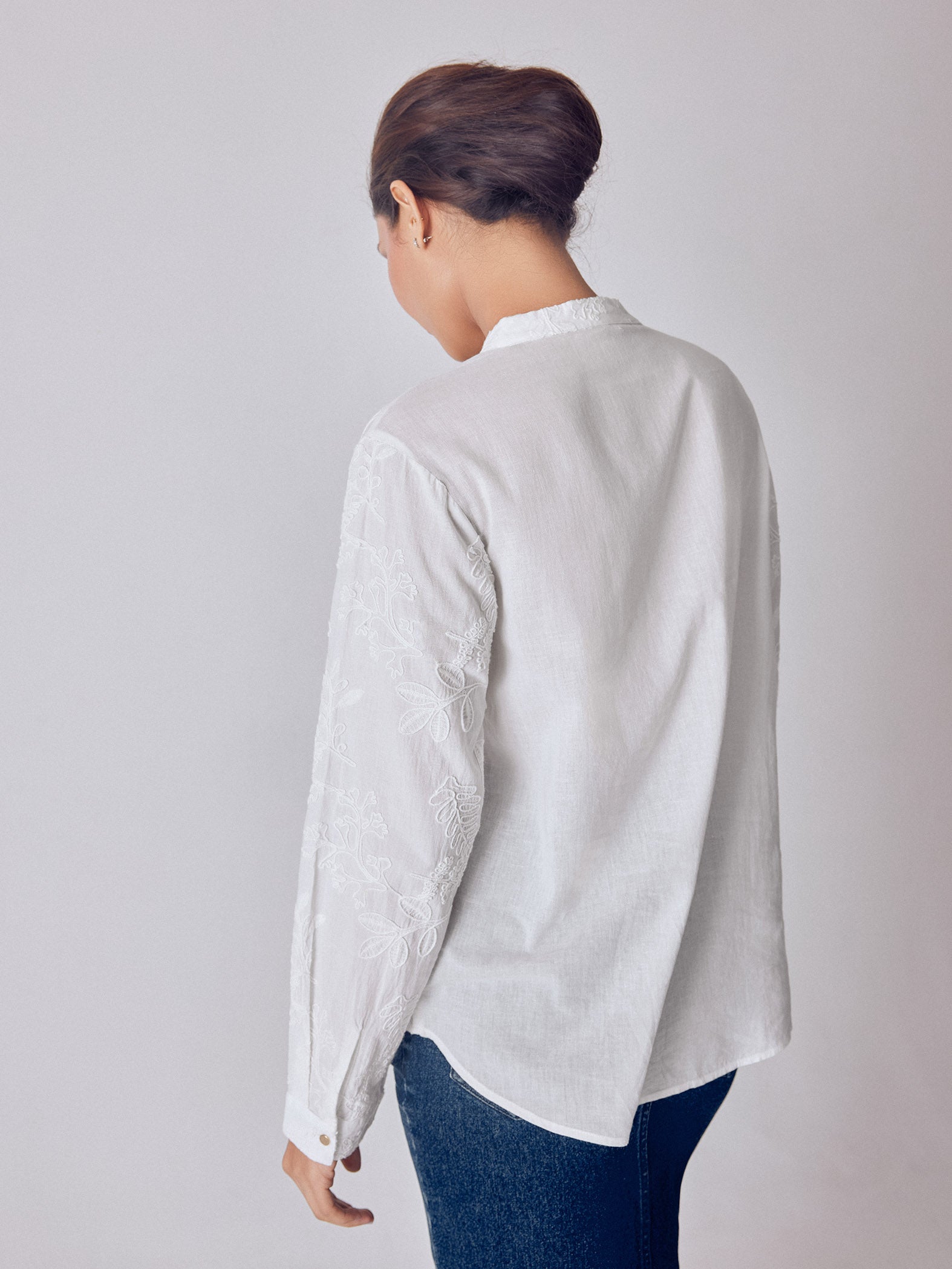 Ivory Embroidered Oversized Shirt