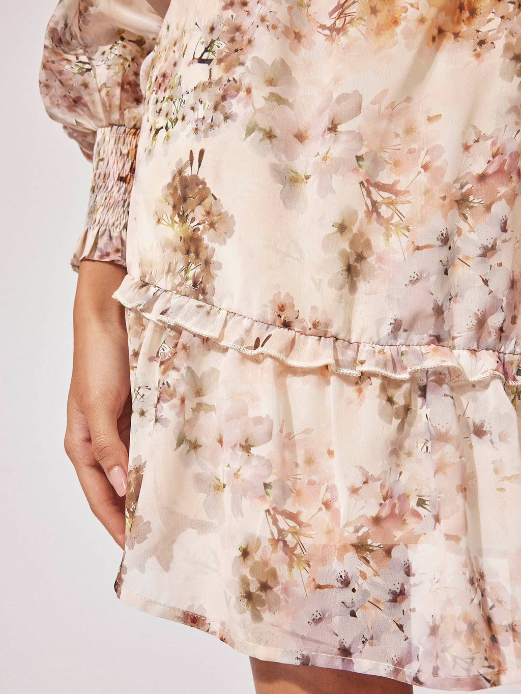 Ivory Floral Smocked Dress