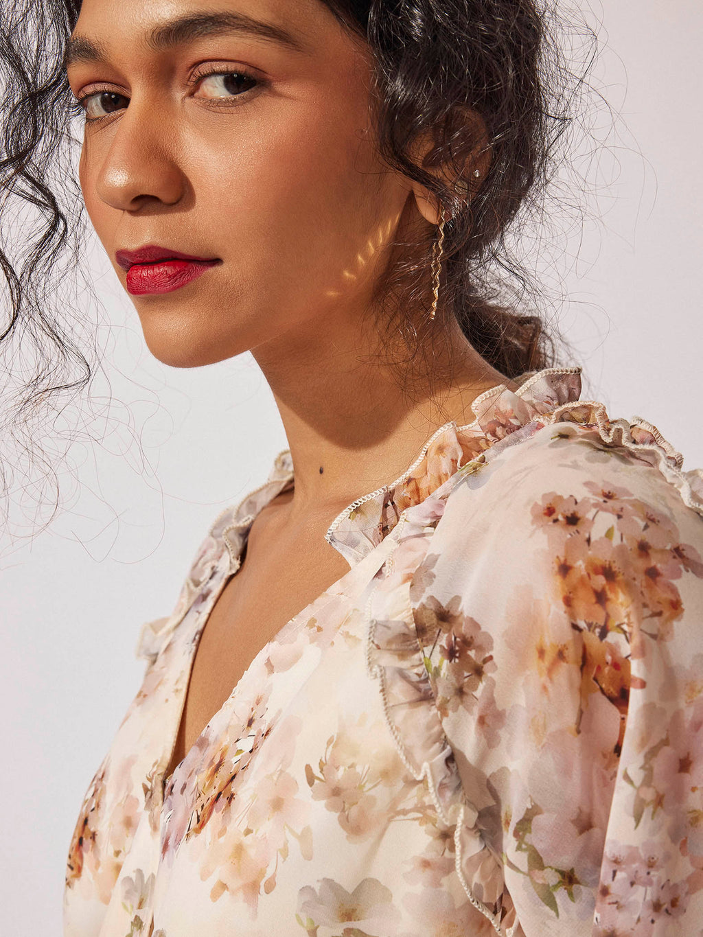 Ivory Floral Smocked Top