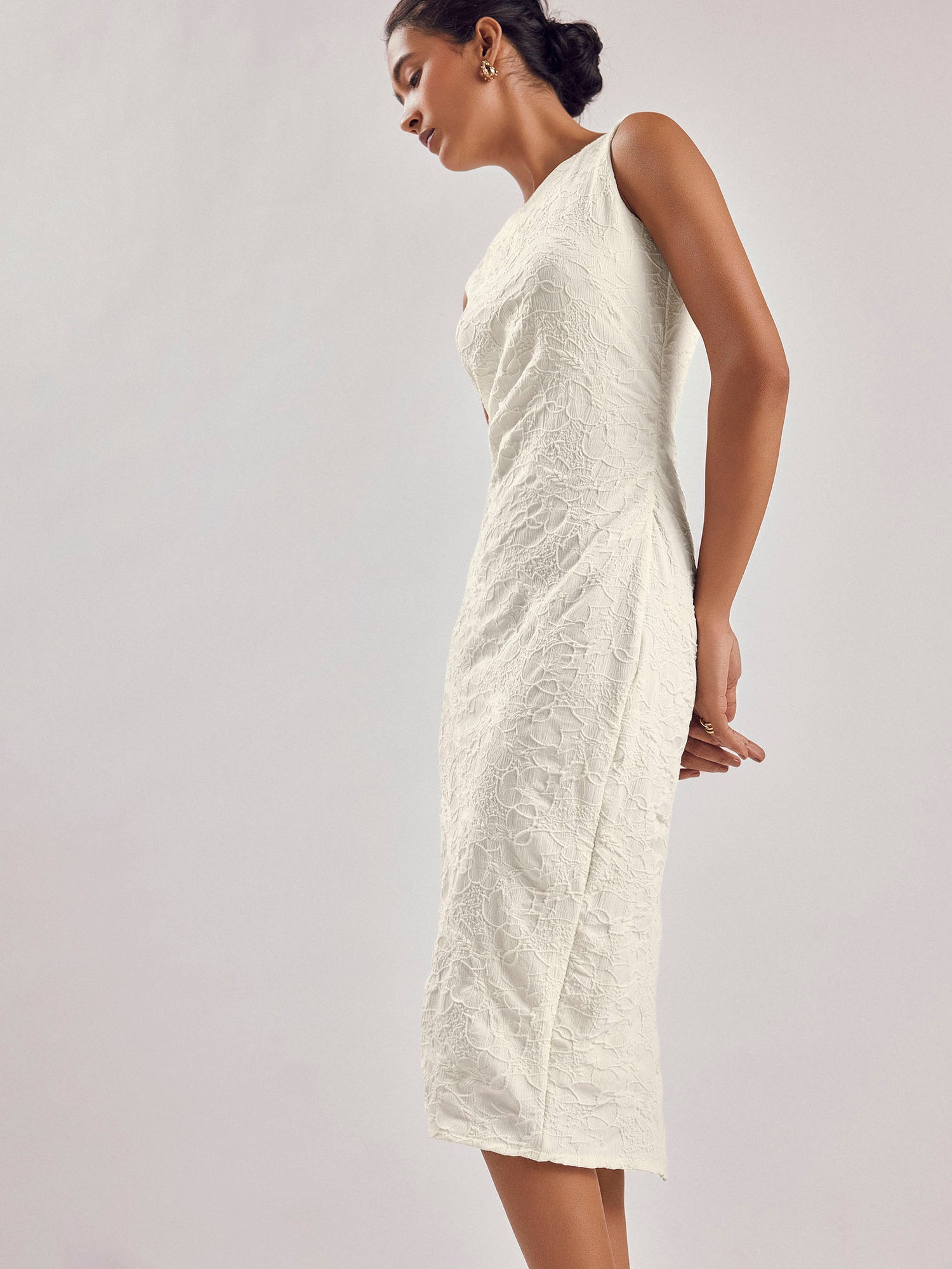 Ivory Jacquard Sheath Dress