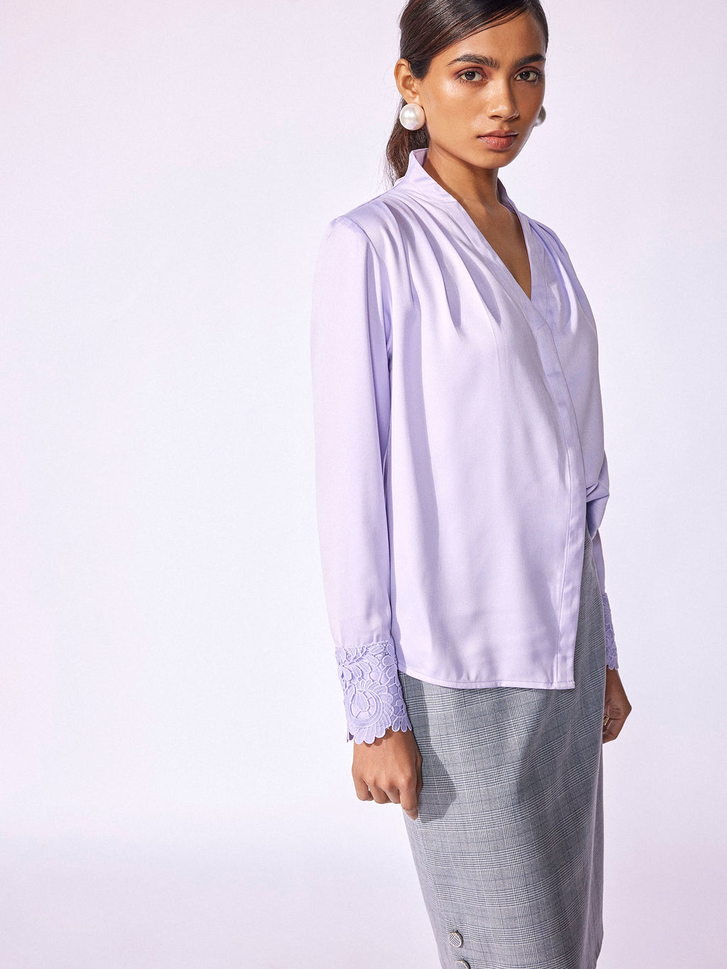 Lavender Lace Cuff Shirt
