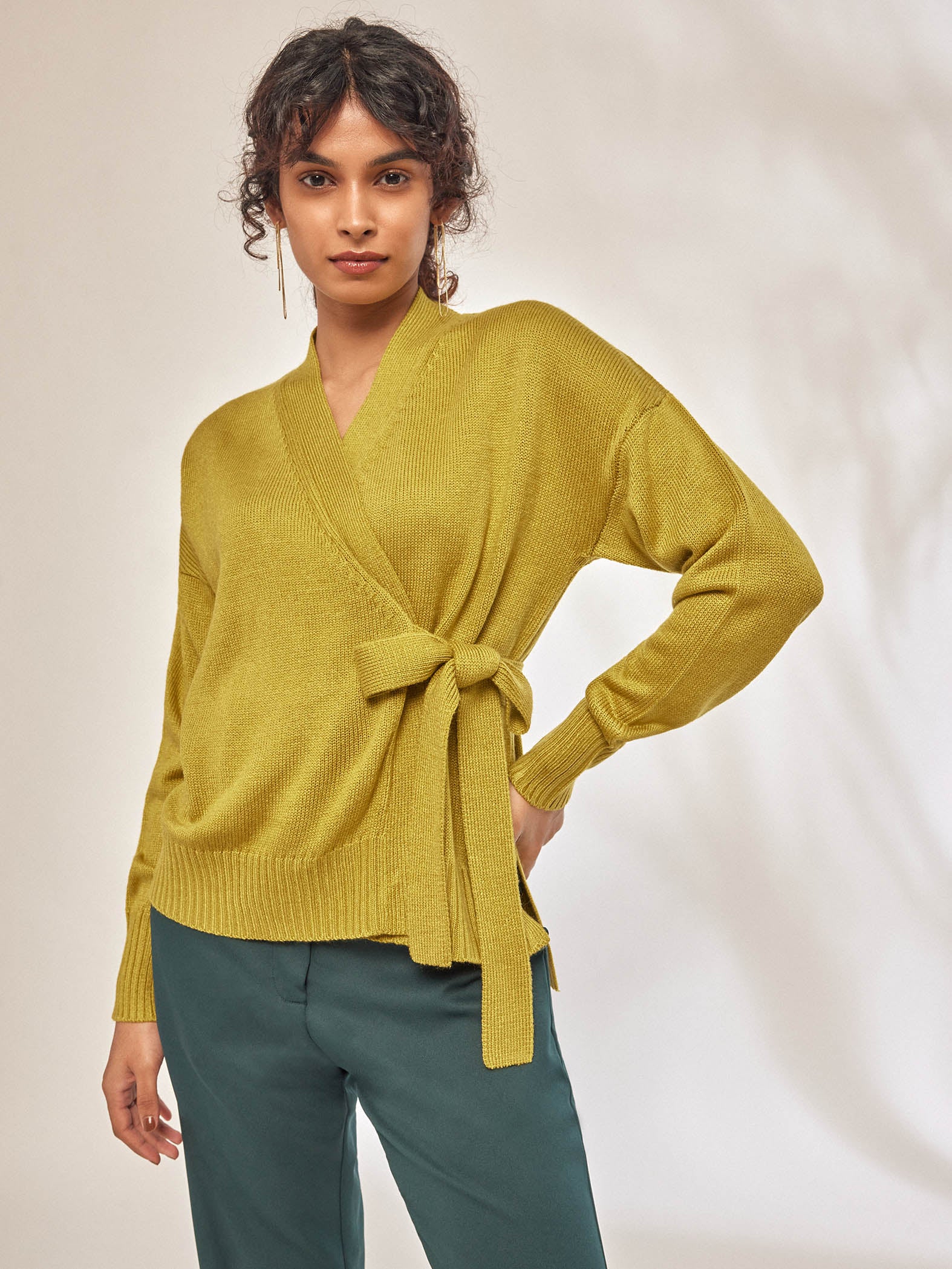 Lemon Knit Wrap Top