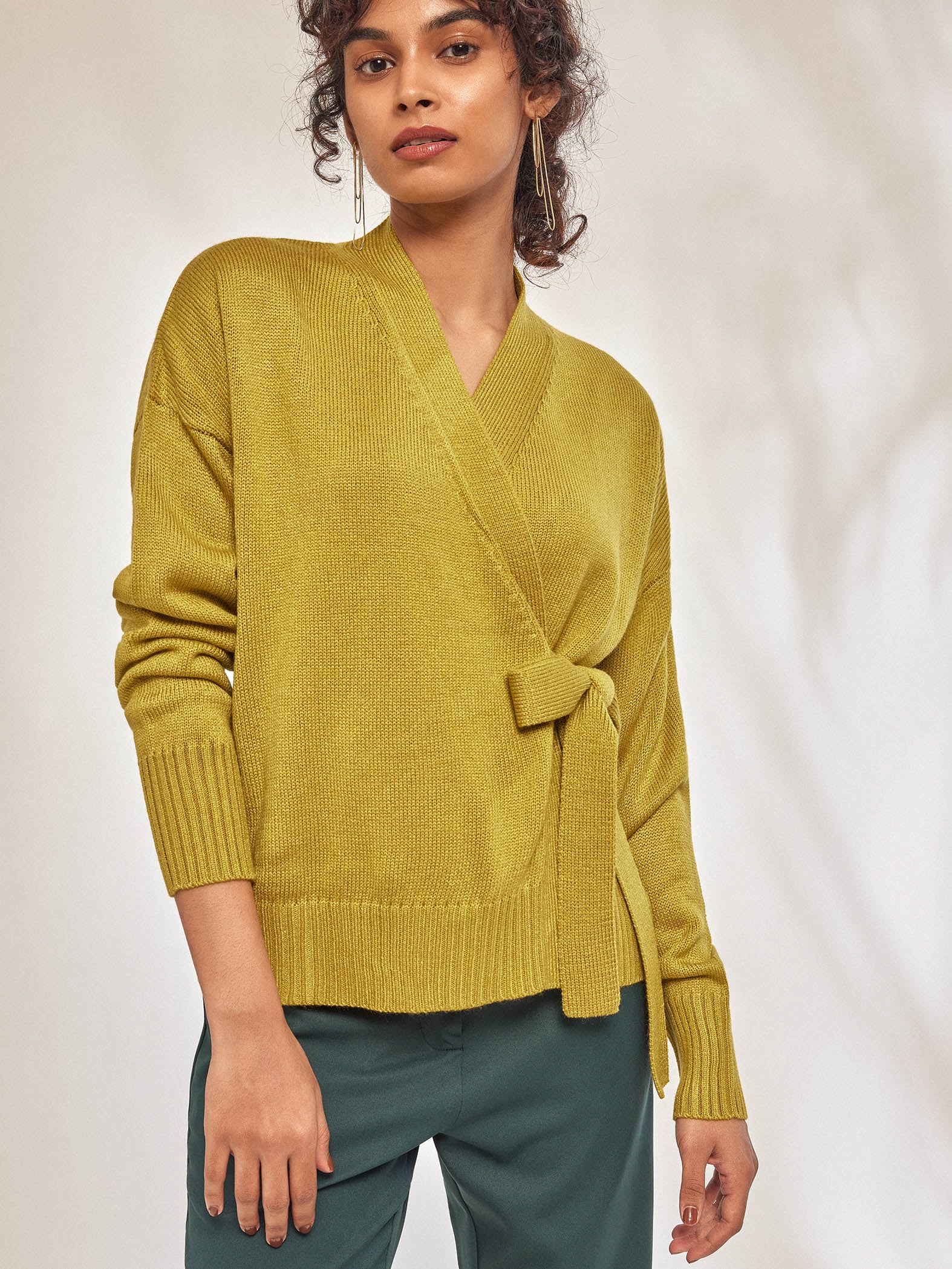 Lemon Knit Wrap Top