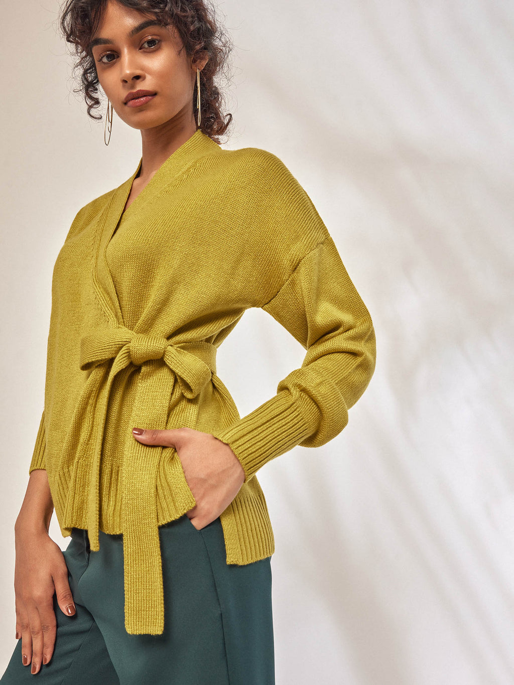 Lemon Knit Wrap Top