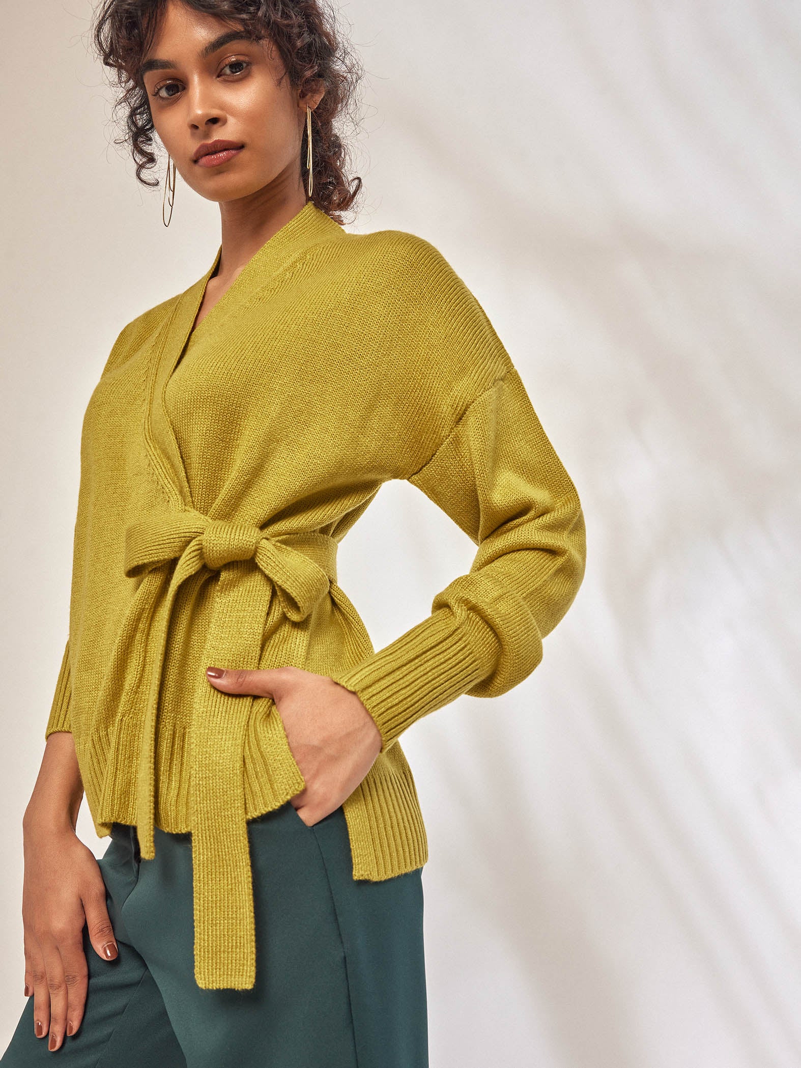 Lemon Knit Wrap Top