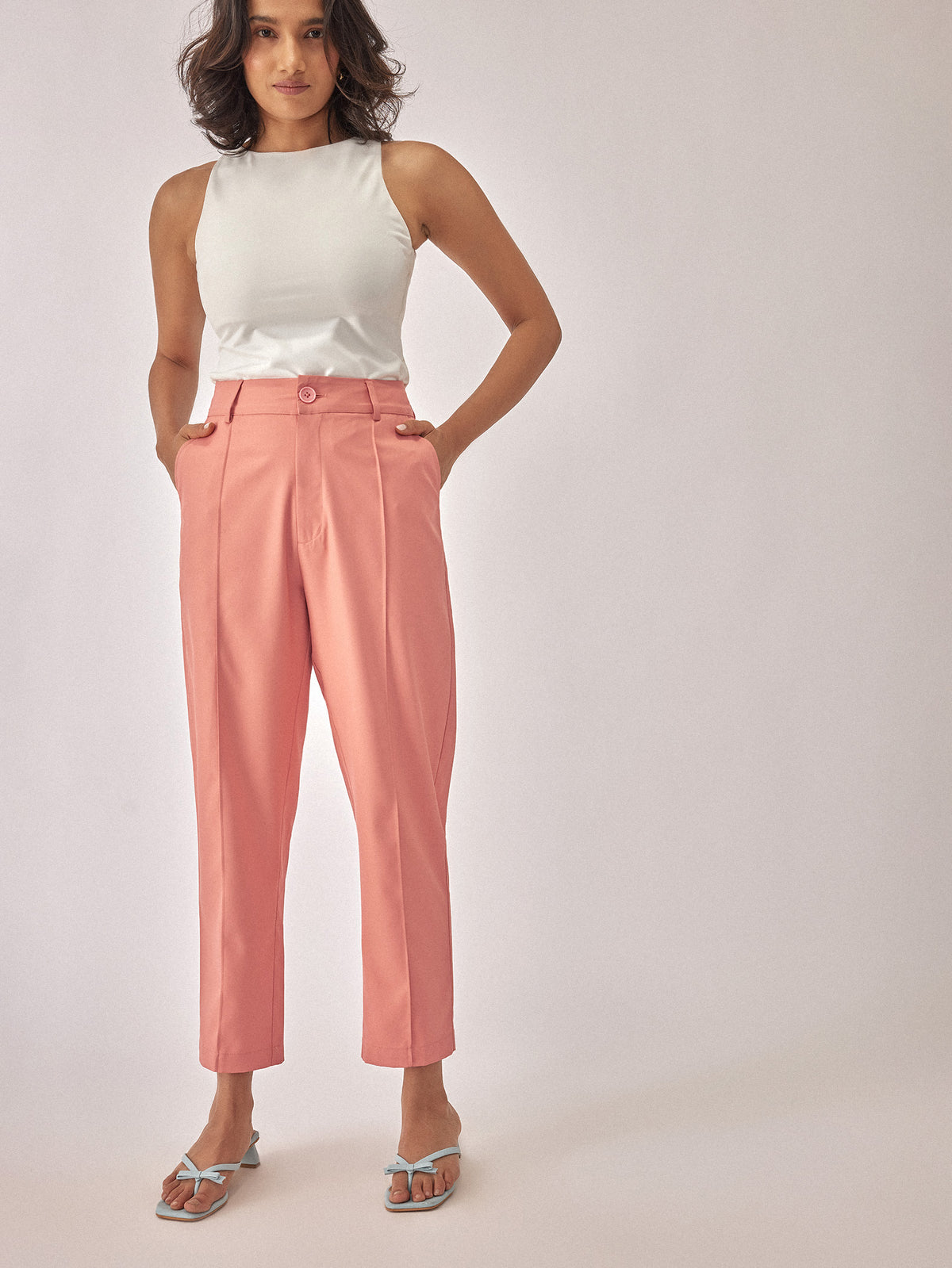 Light Coral Ankle Trousers
