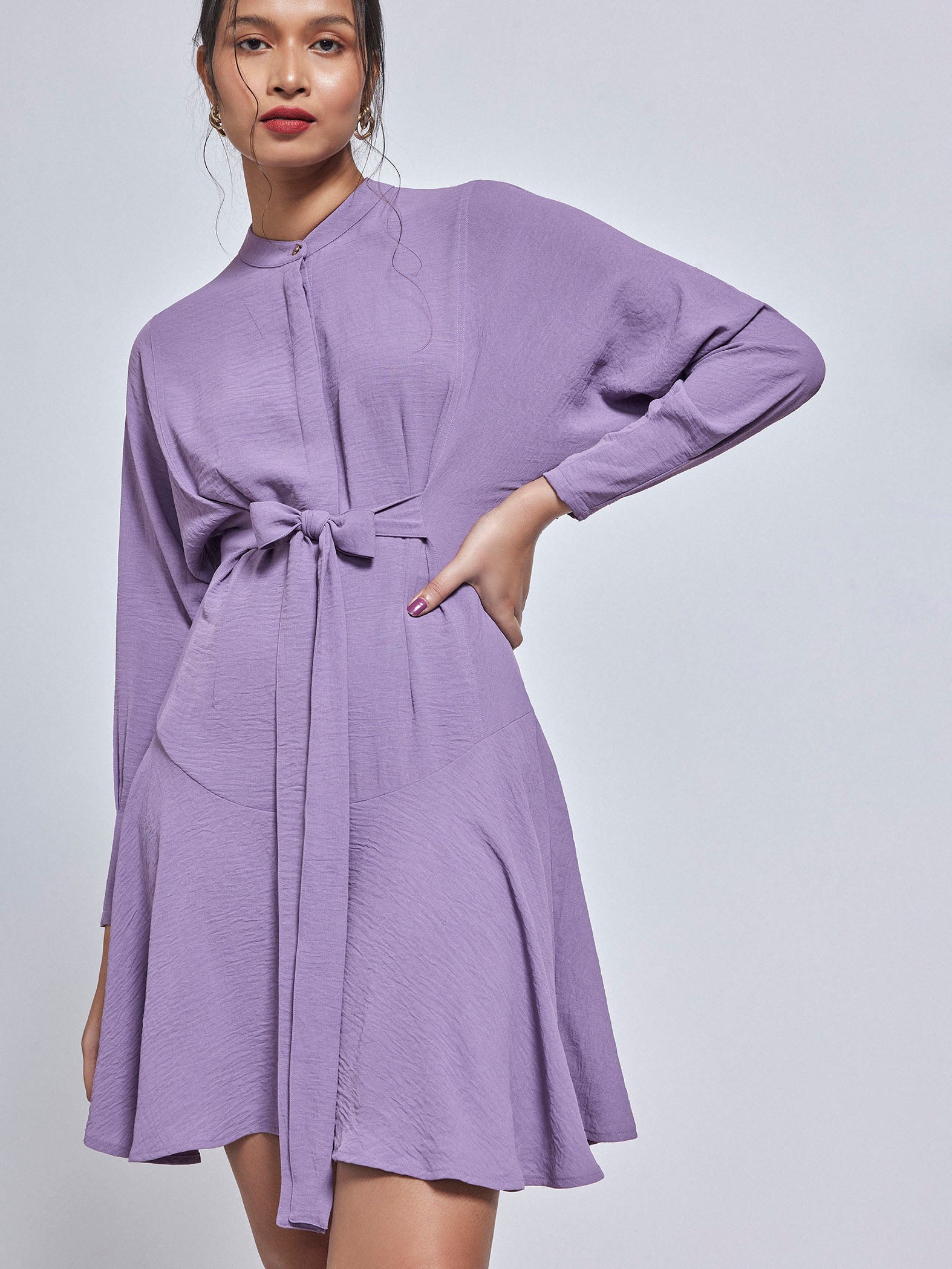 Lilac Front Tie Dress