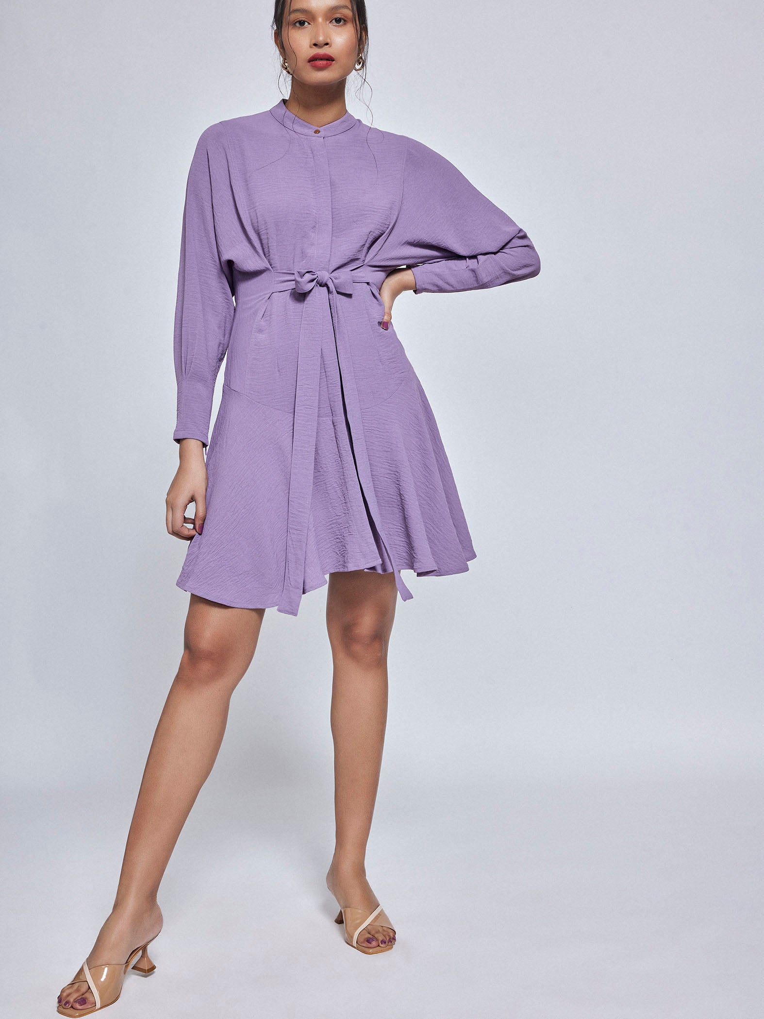 Lilac Front Tie Dress