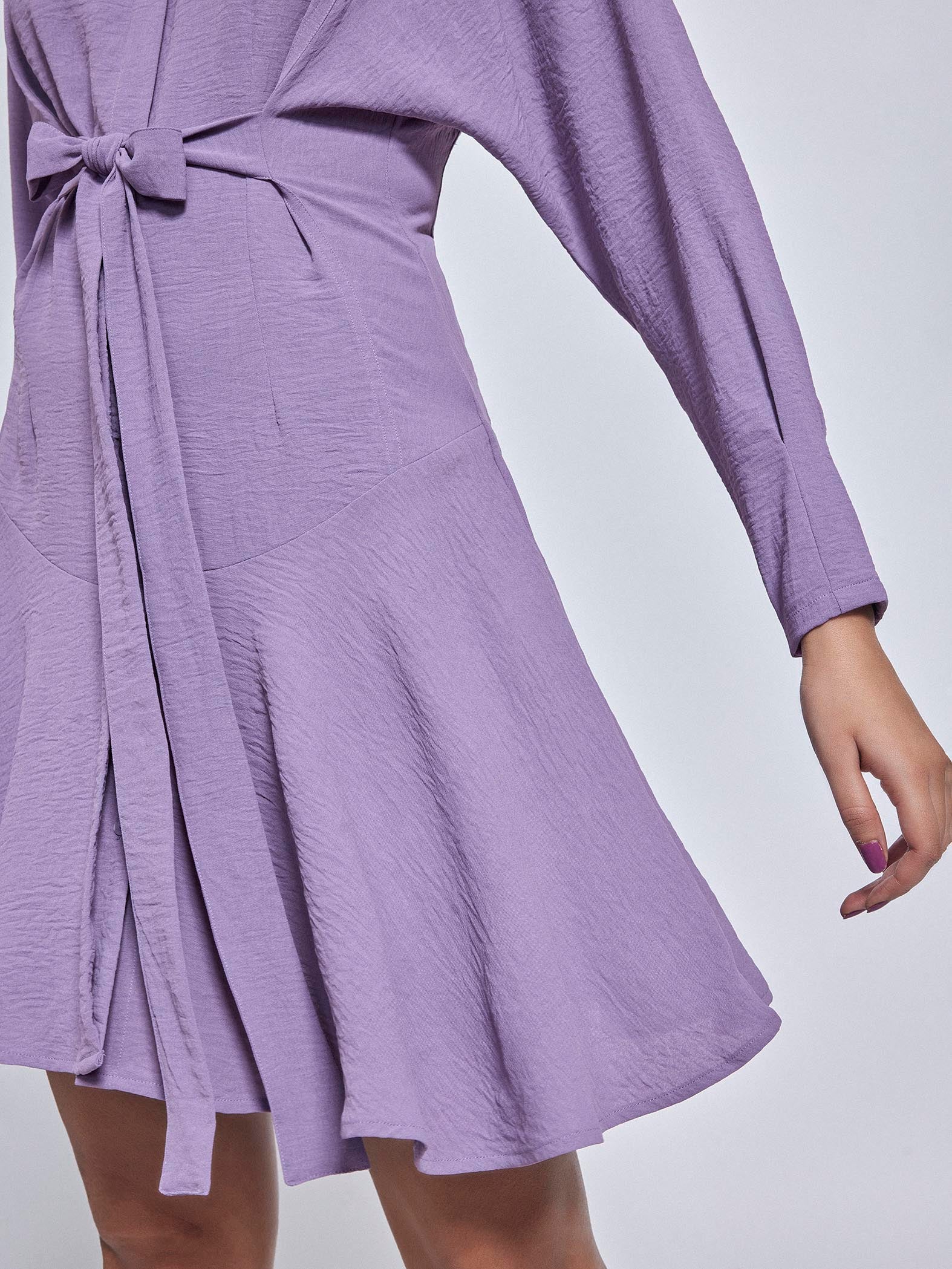 Lilac Front Tie Dress