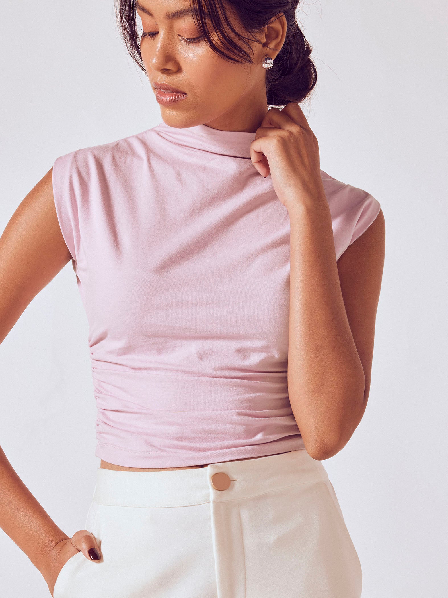 Lilac high neck knit top
