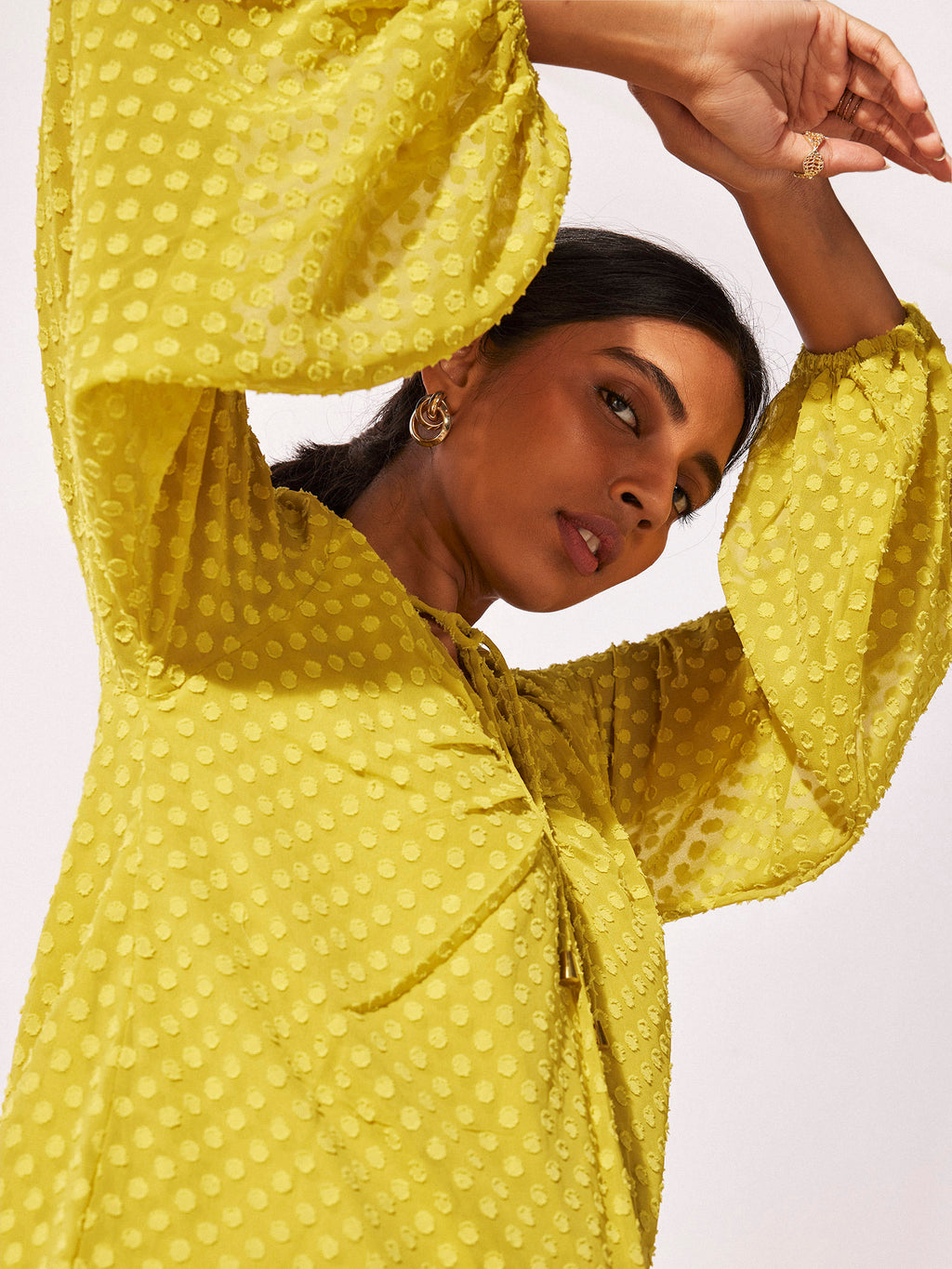 Lime Dobby Collared Top