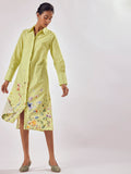 Lime Floral Print Shirt Dress