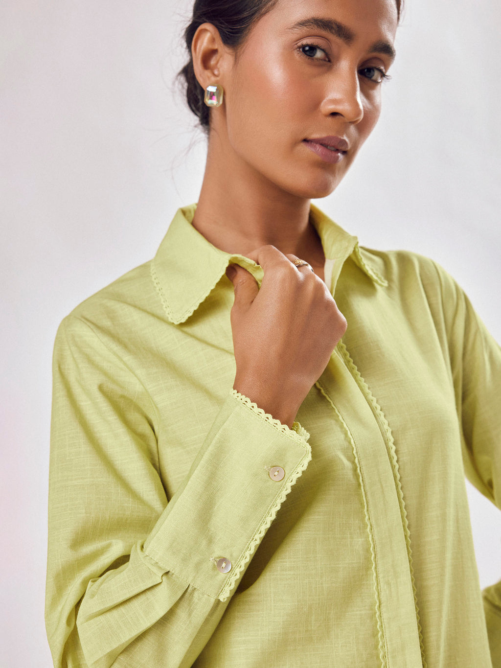 Lime Floral Print Shirt Dress