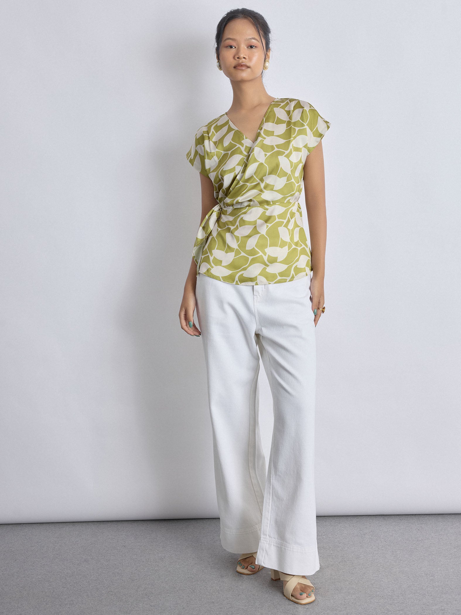 Lime printed Wrap top