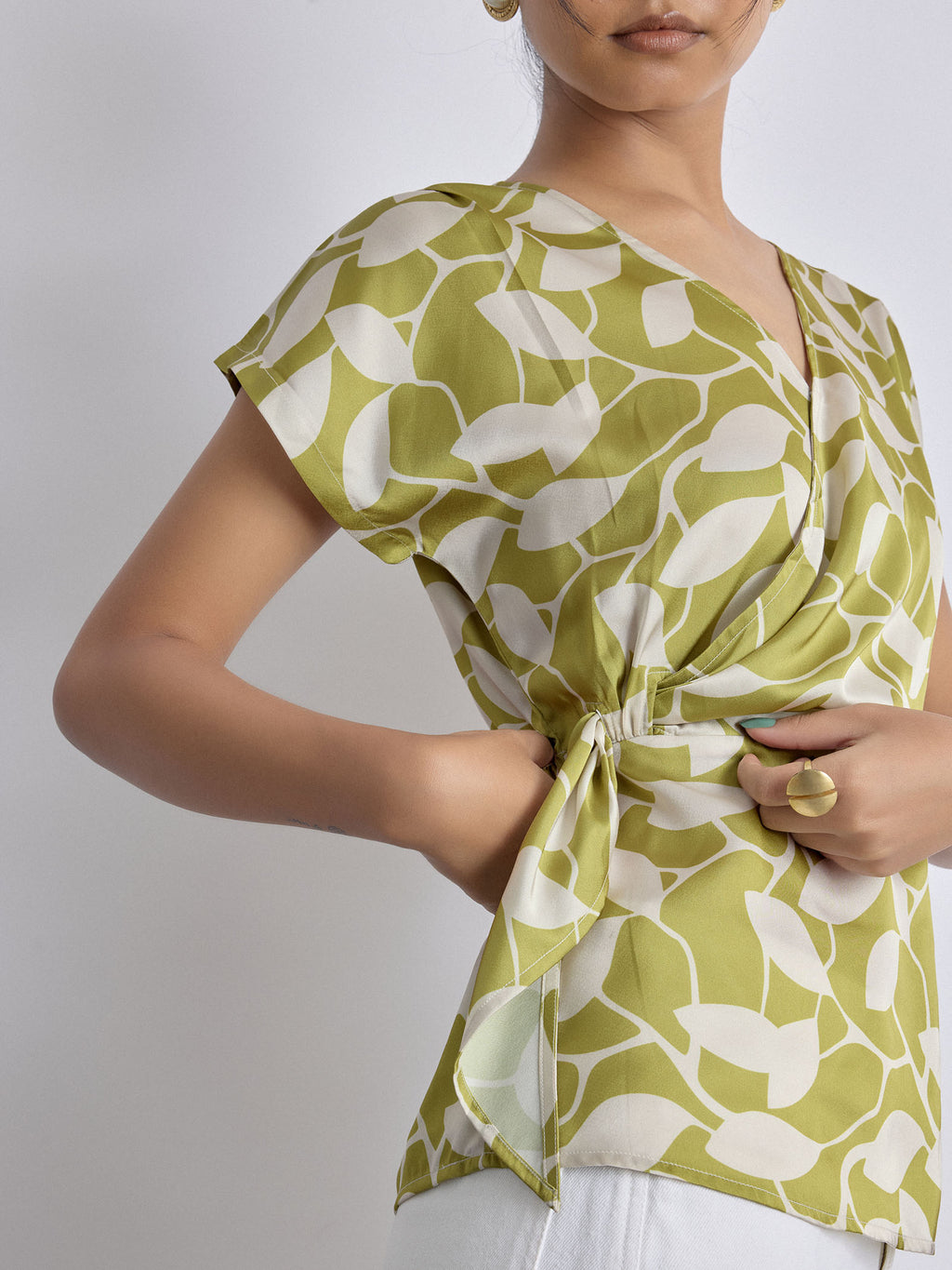 Lime printed Wrap top