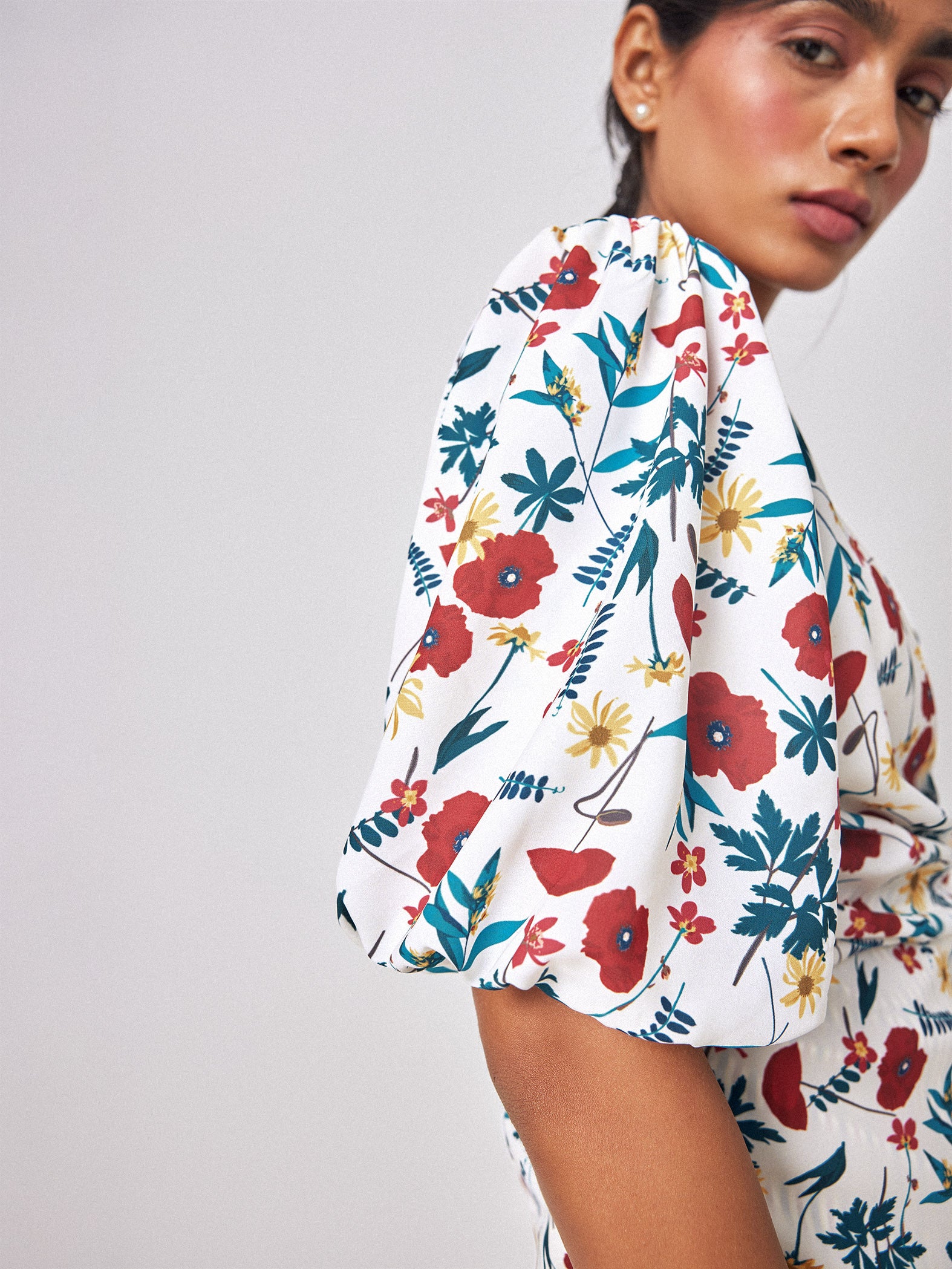 Meadow Print Striped Wrap Top