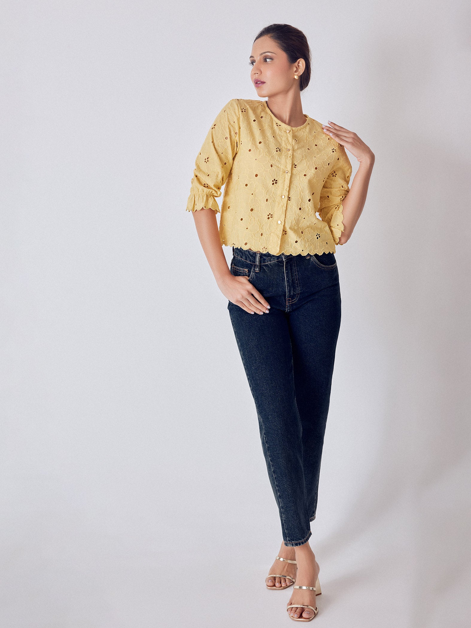 Melon Yellow Schiffli top