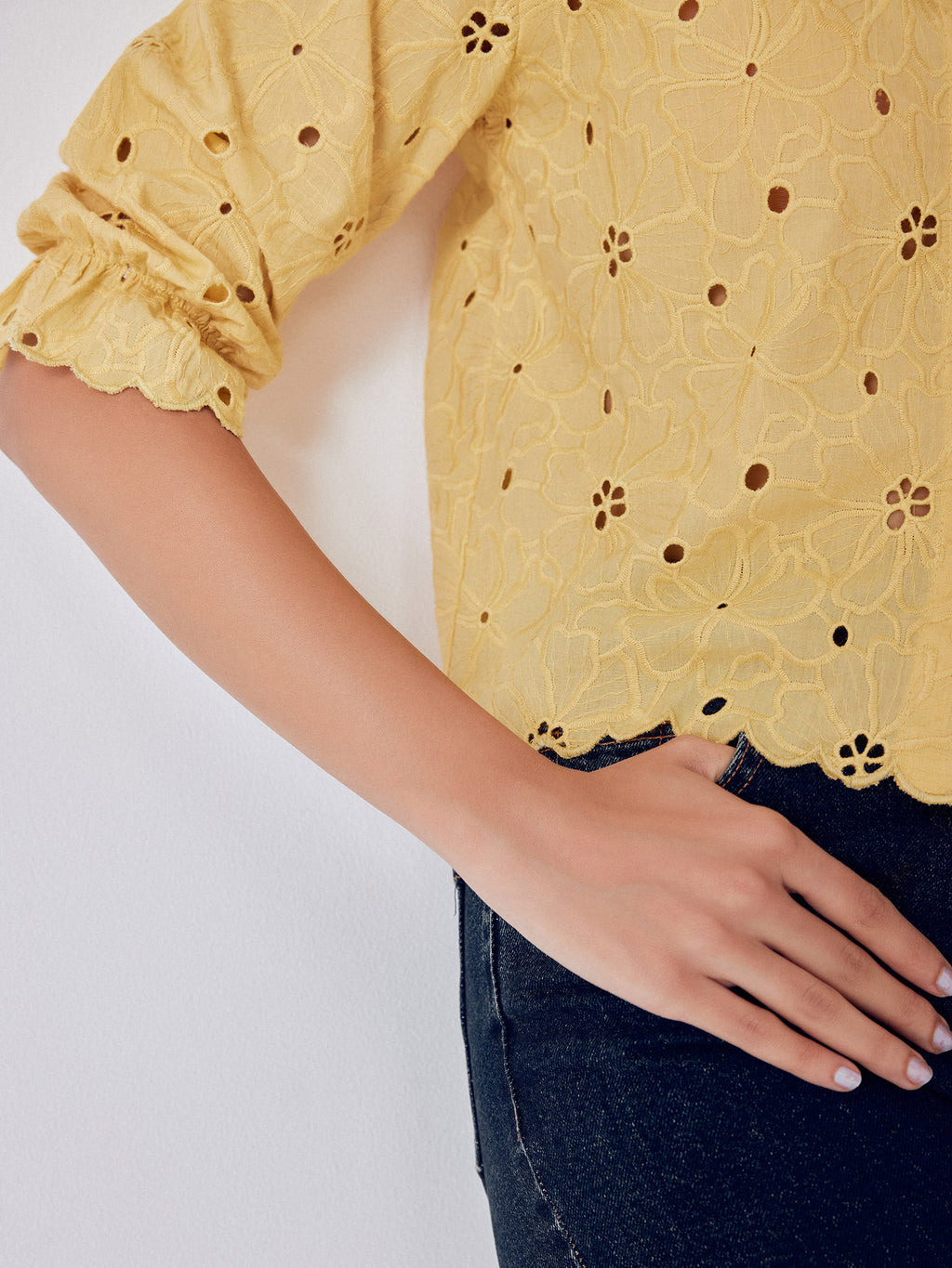 Melon Yellow Schiffli top