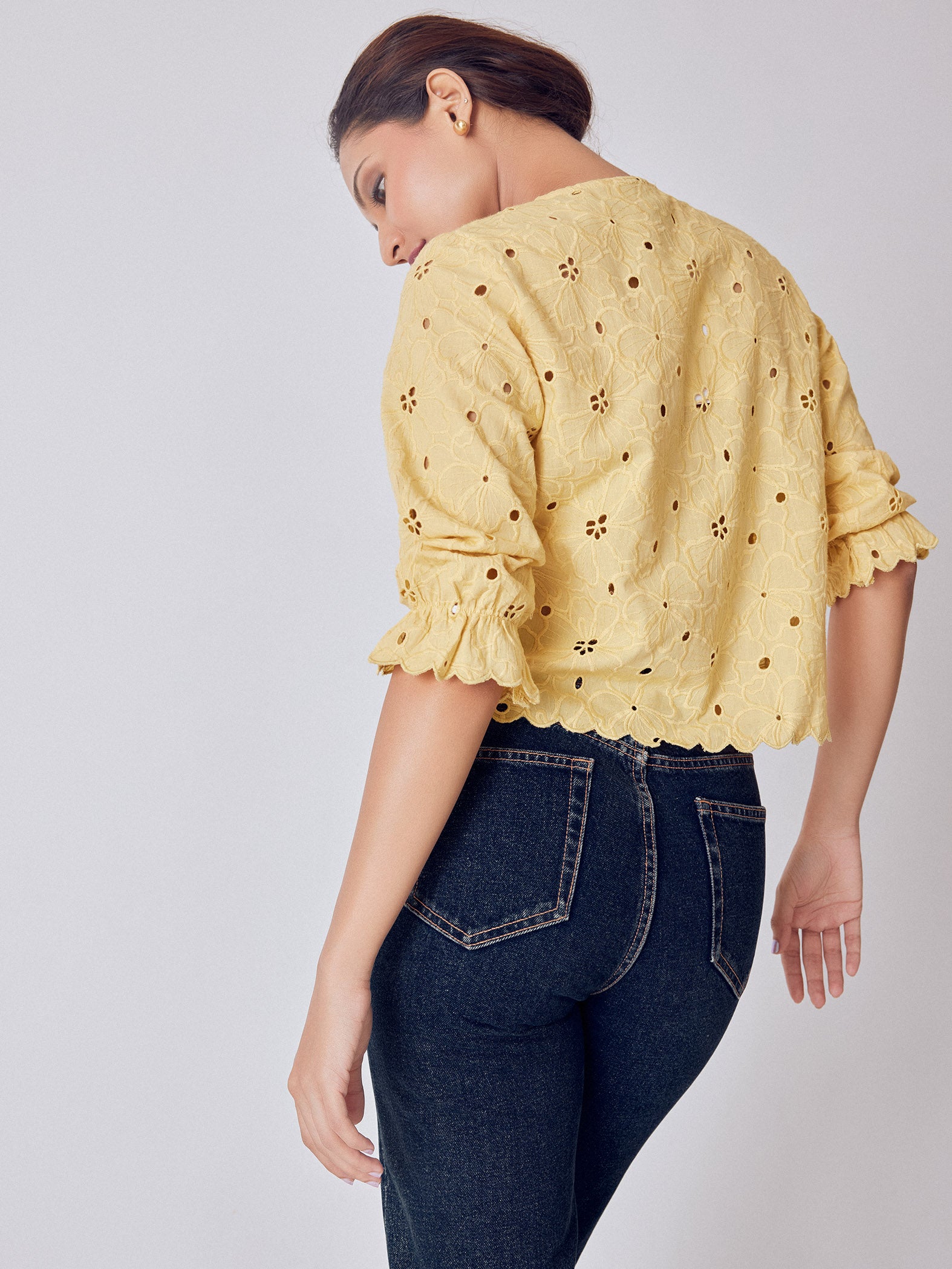 Melon Yellow Schiffli top