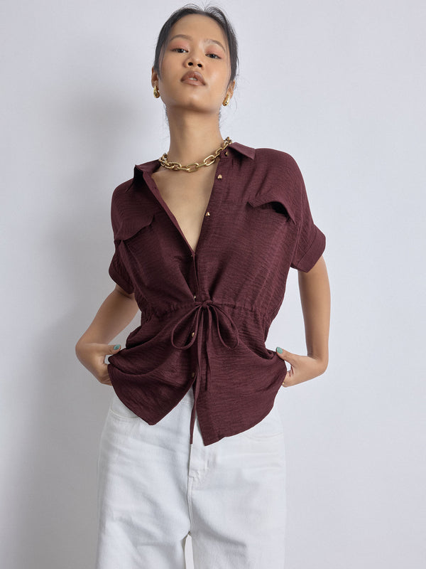 Merlot Drawstring Safari Shirt