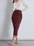 Merlot Front Slit Knit Skirt