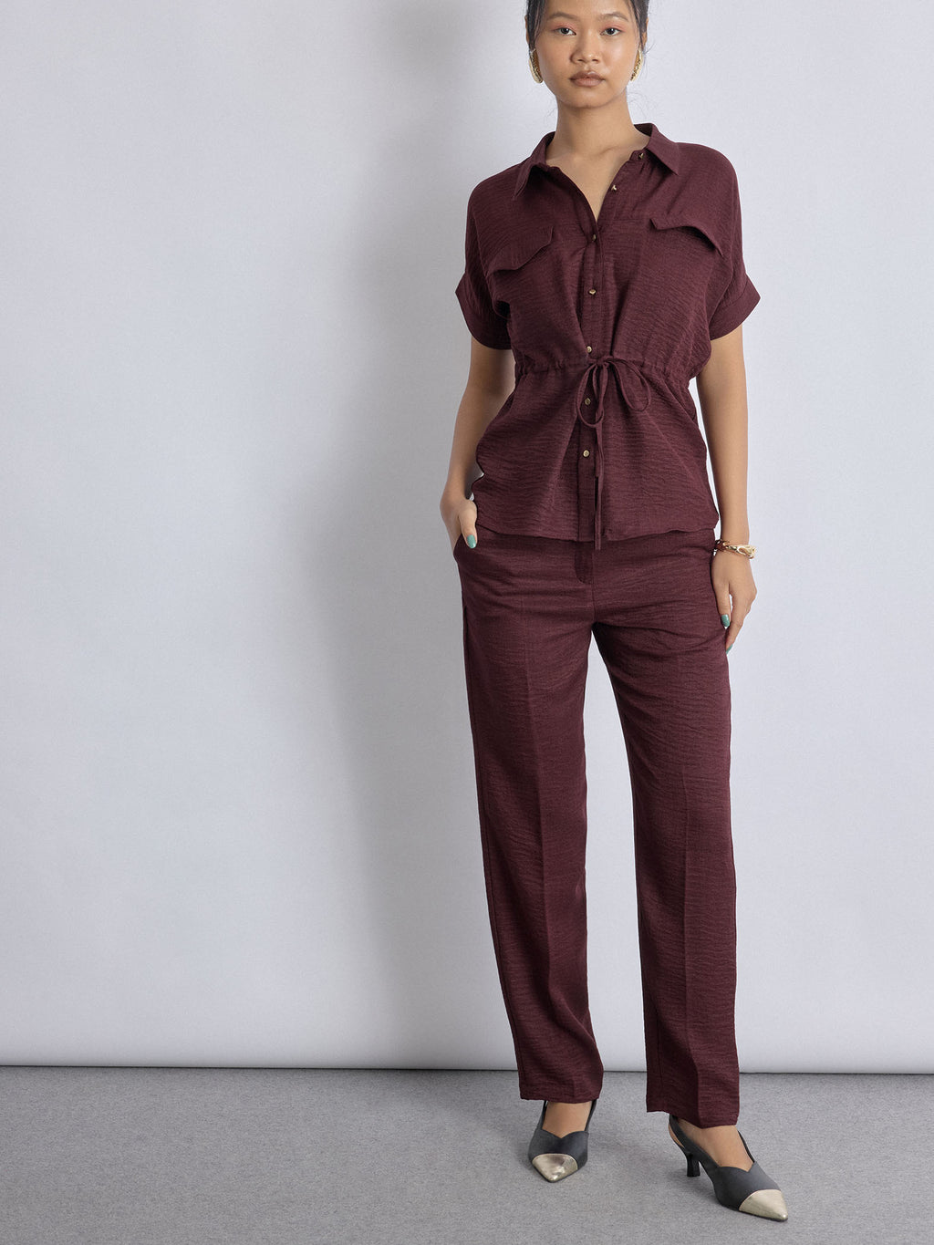 Merlot High Waist Pants