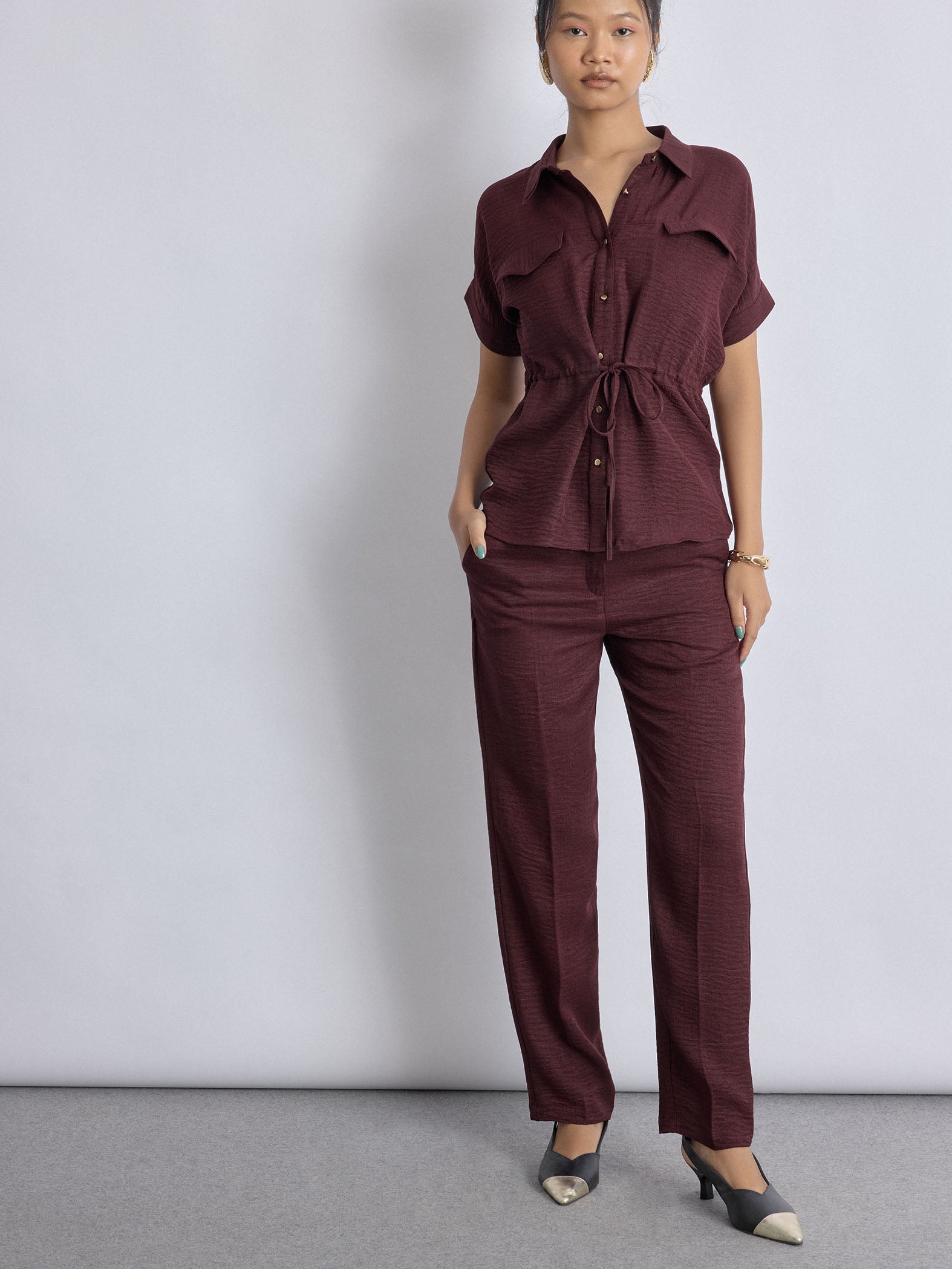 Merlot High Waist Pants