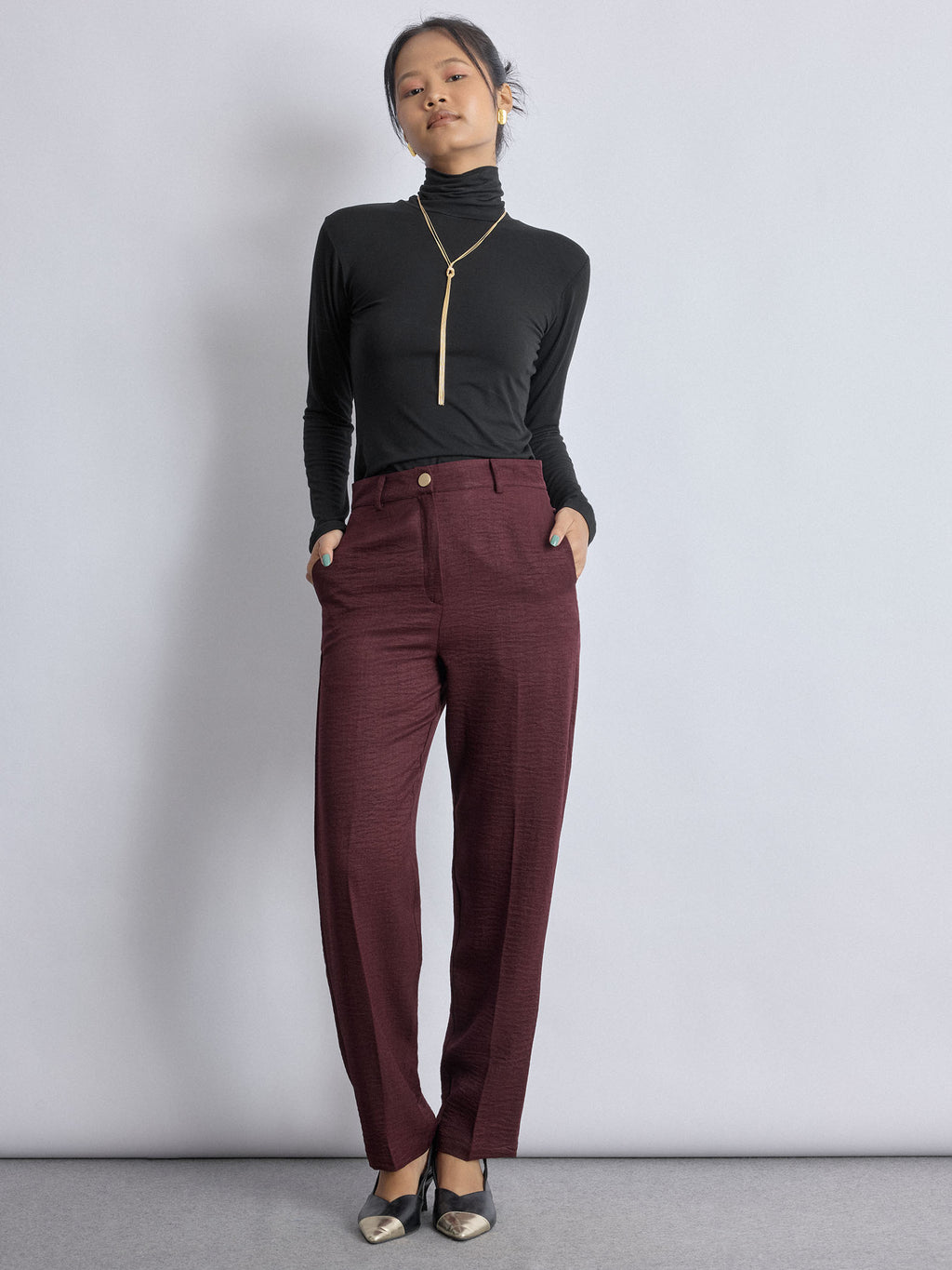 Merlot High Waist Pants