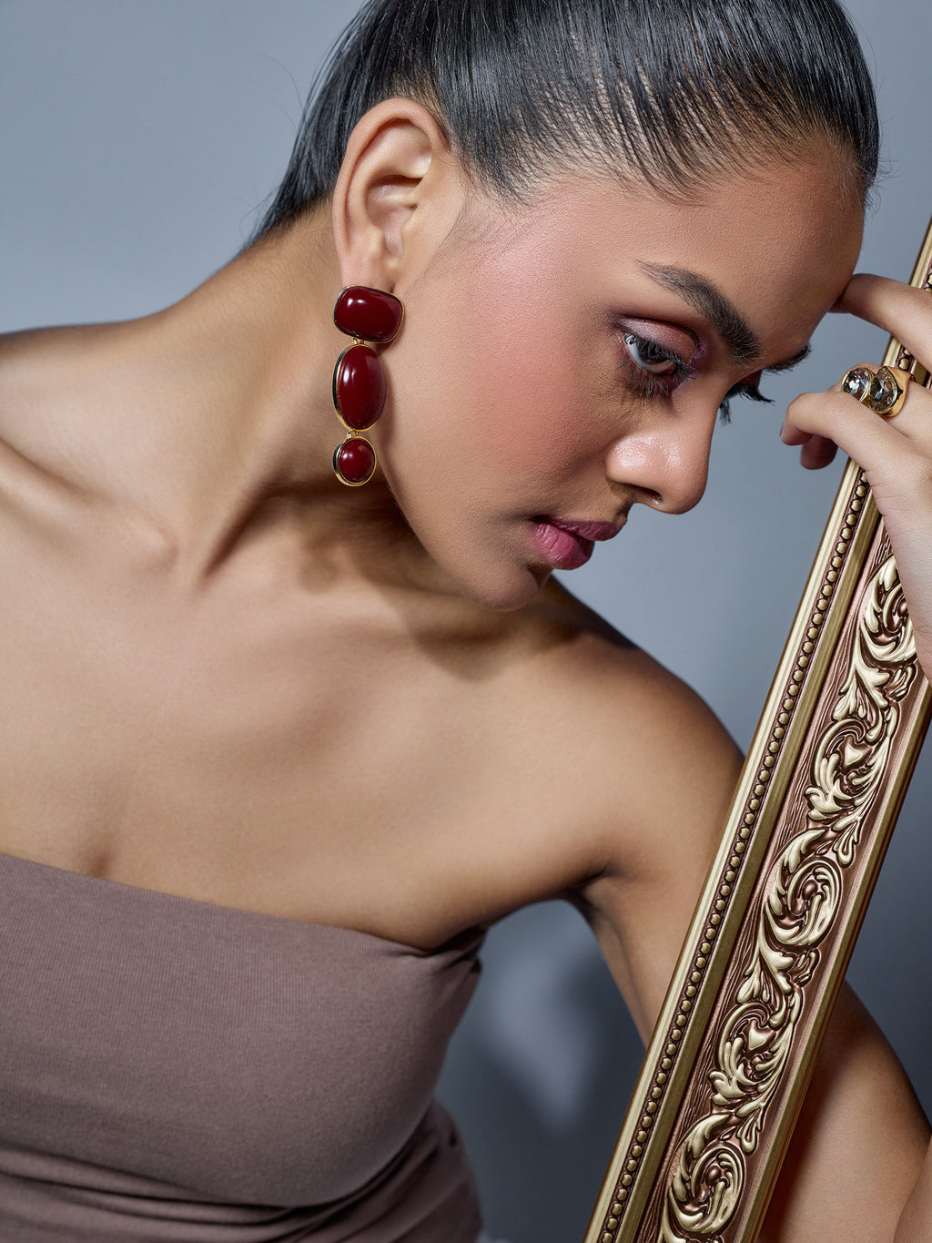 Merlot Multi Stone Drop Earrings
