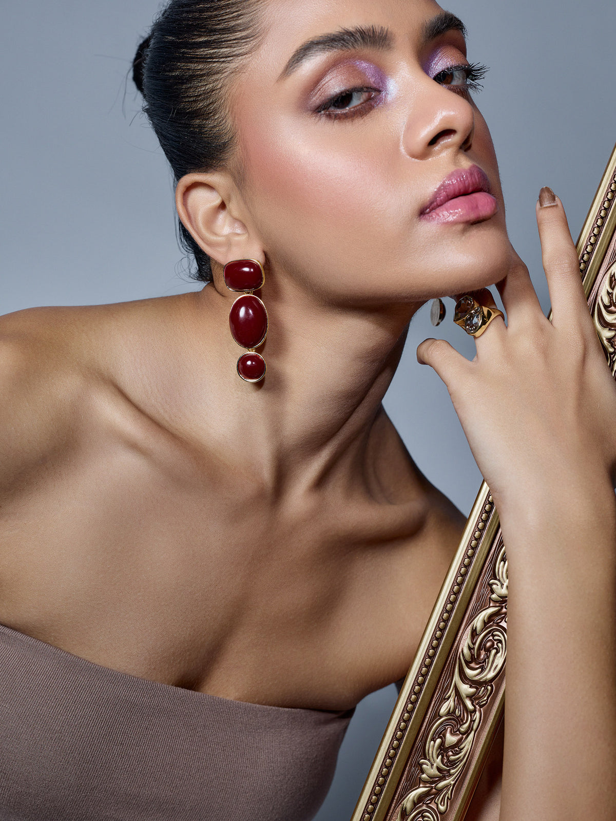 Merlot Multi Stone Drop Earrings