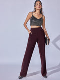 Merlot Shimmer Knit High Waisted Pants