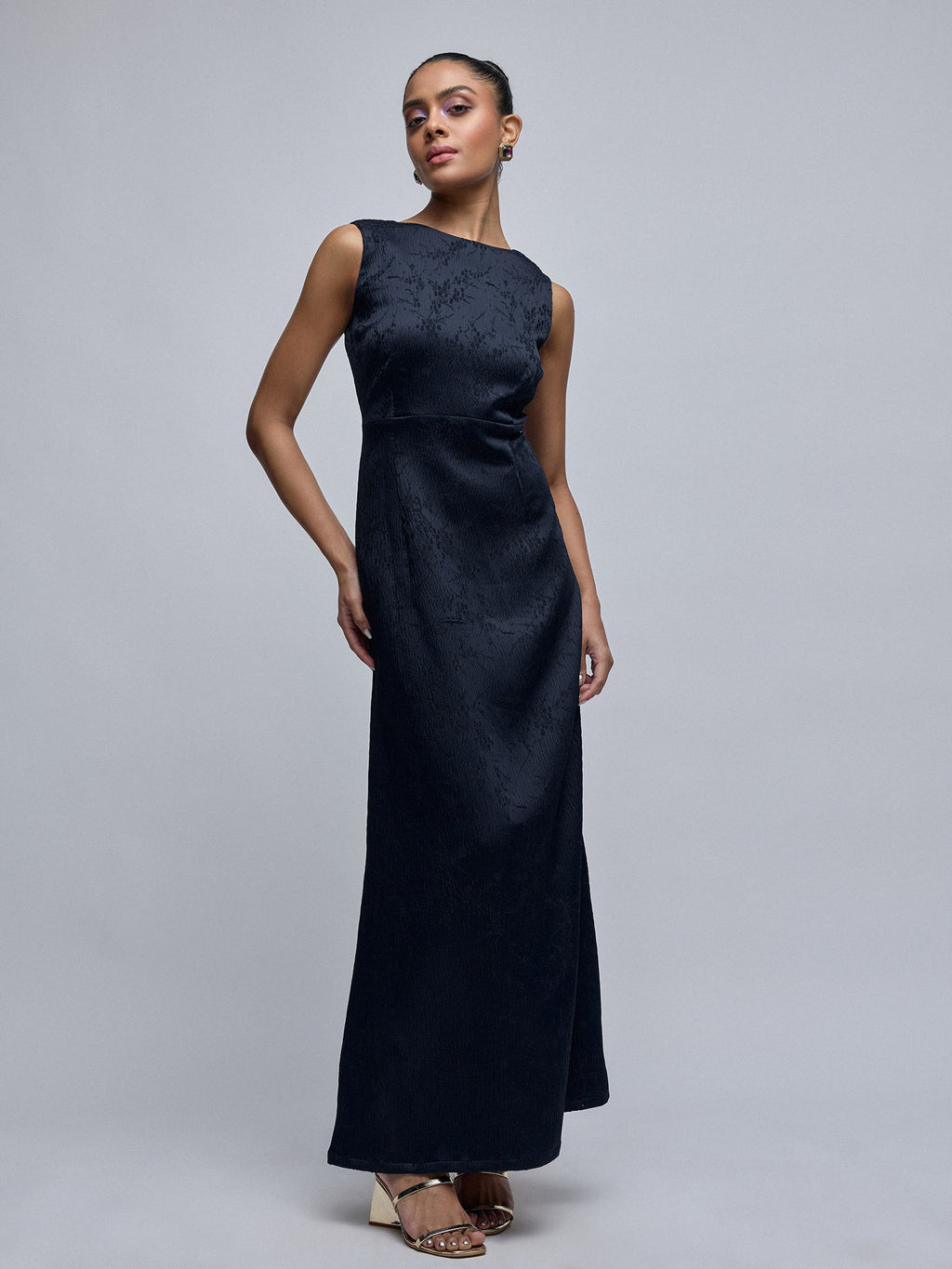 Midnight Jacquard Deep Back Dress