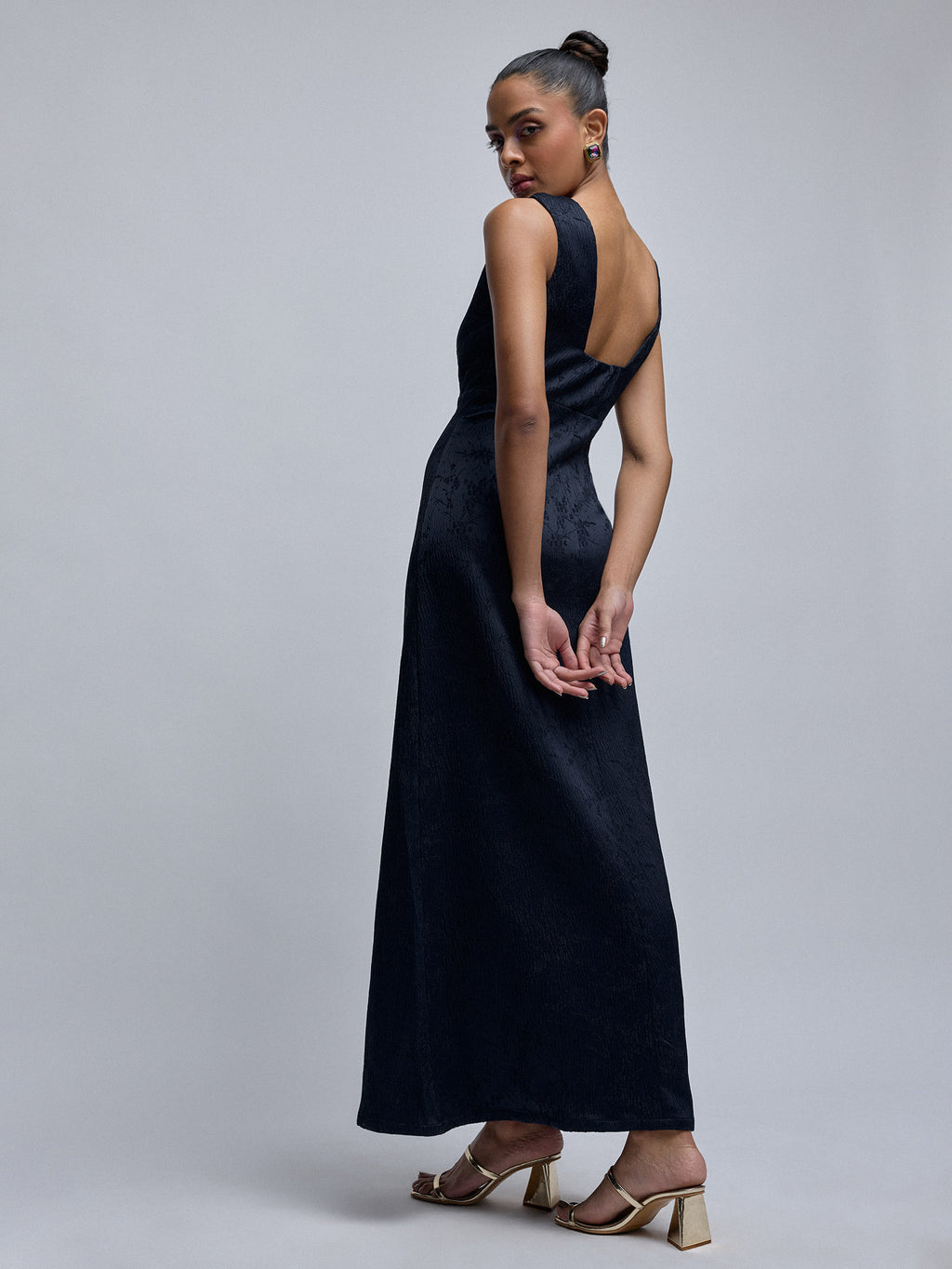 Midnight Jacquard Deep Back Dress