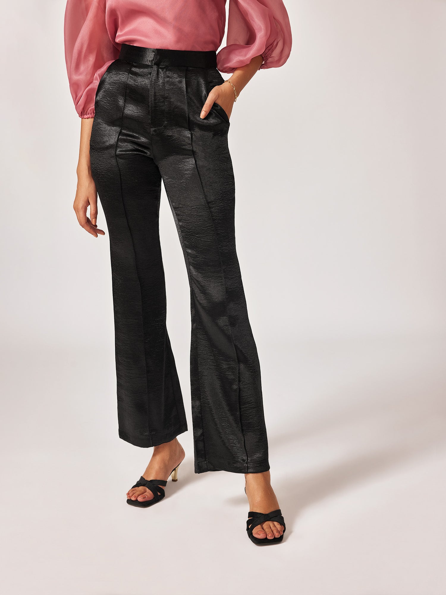 Midnight Satin Bootcut Pants