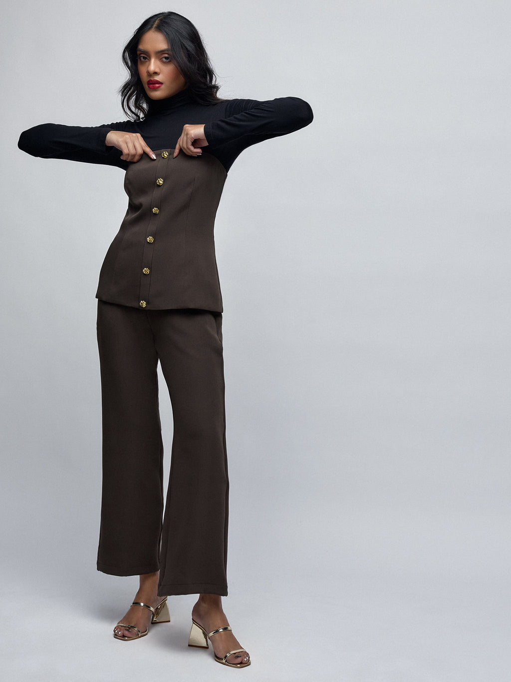 Mocha Gold Buttoned Tube Top
