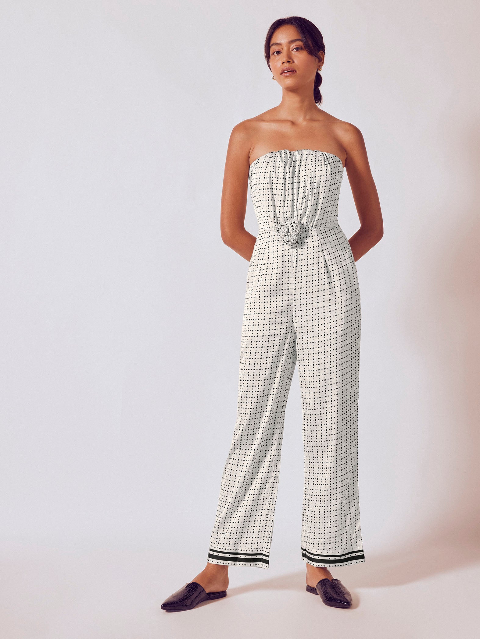 Monochrome Polka Striped Jumpsuit